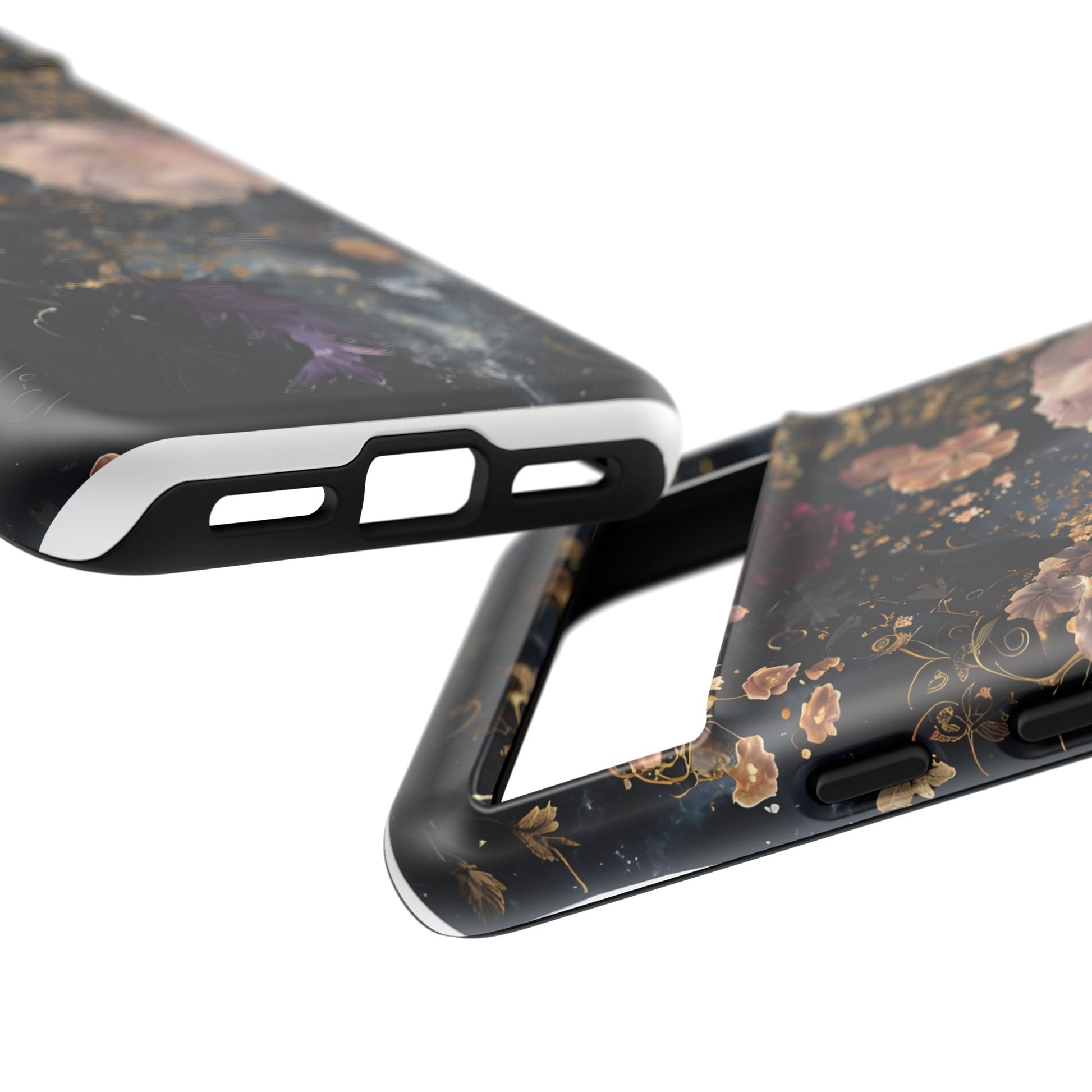Phone Case, Whimsical Floral Pattern Against Cosmic Nebulous Background. Galaxy, Space, Tough Protective Cover, Unique Gift, Trendy