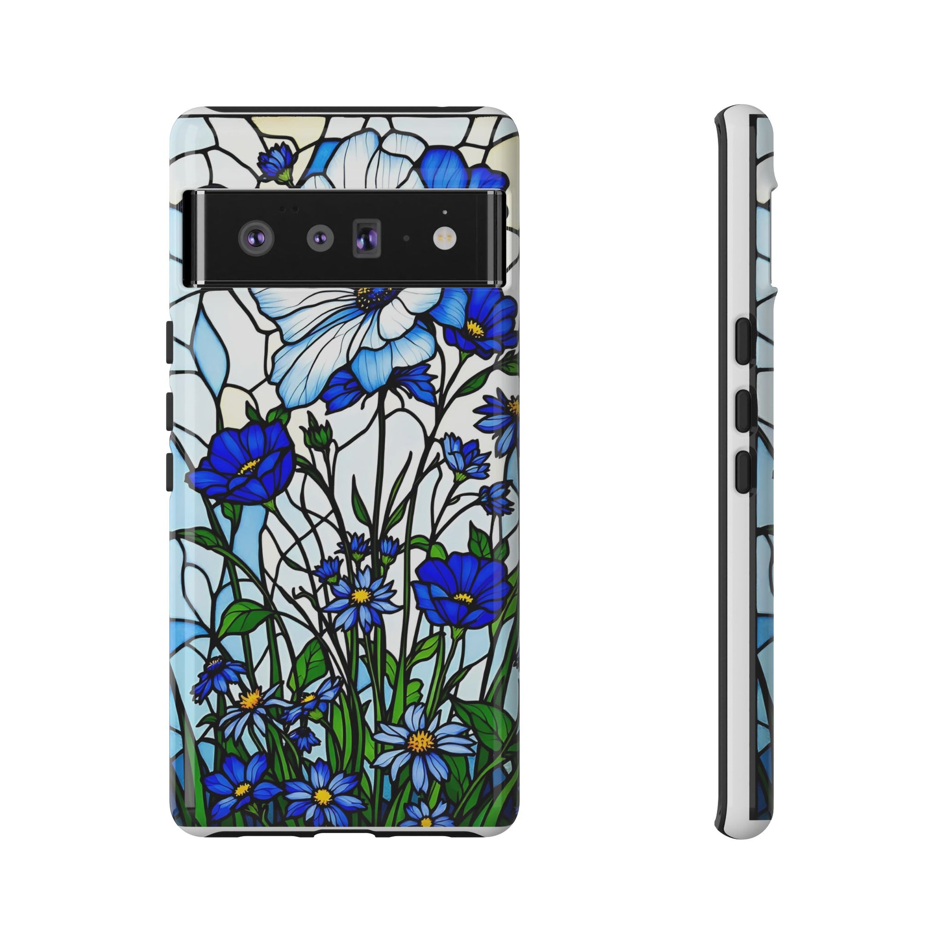 Botanical Stained Glass Tough Case - Floral Phone Cover, Protective Phone Case, Flower Pattern Phone Shell, Nature Inspired Smartphone Case,