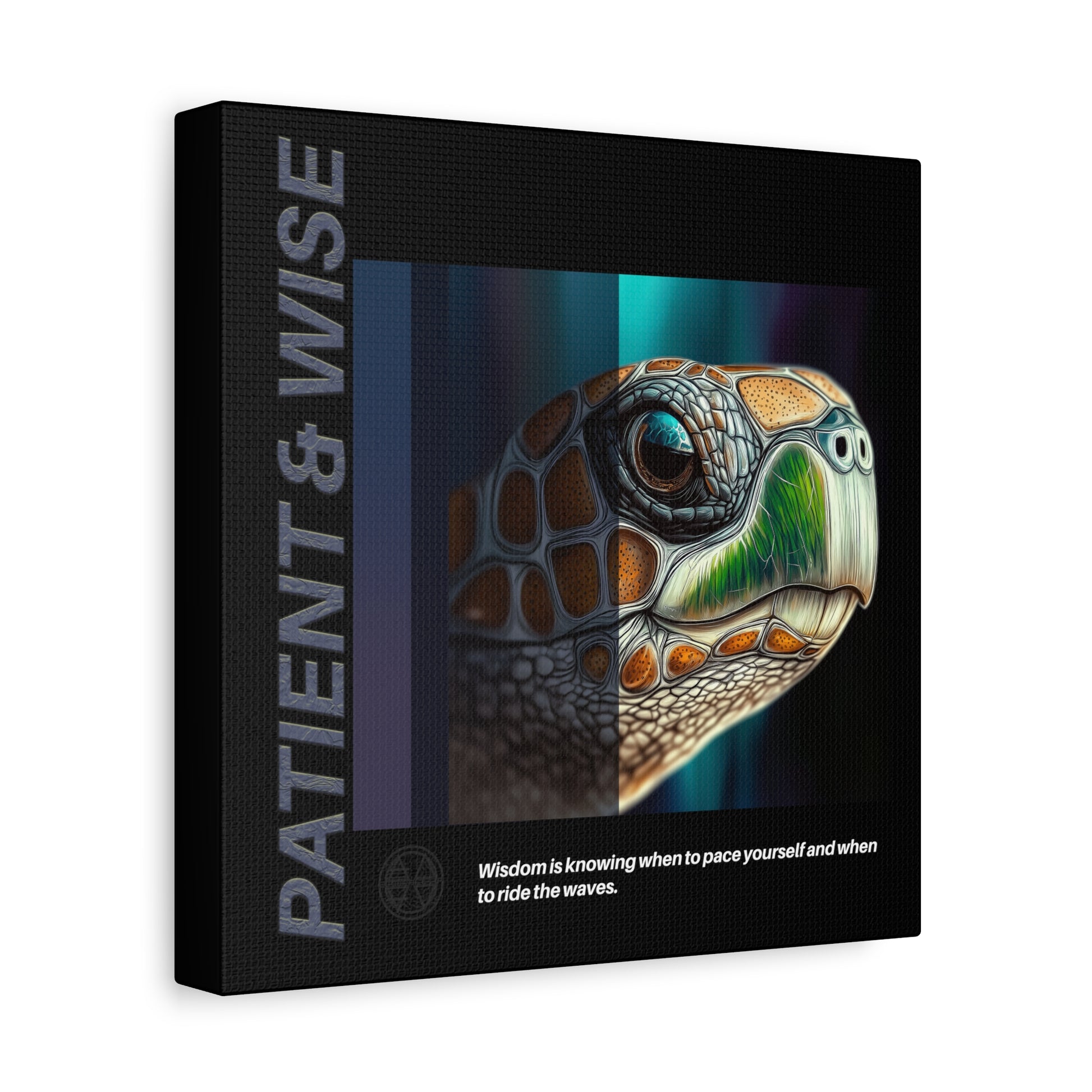 Canvas Art, Inspirational Turtle Wall Decor, Motivational Home Decor, Nature Gift, Abstract Animal Artwork, Wildlife, Patient & Wise