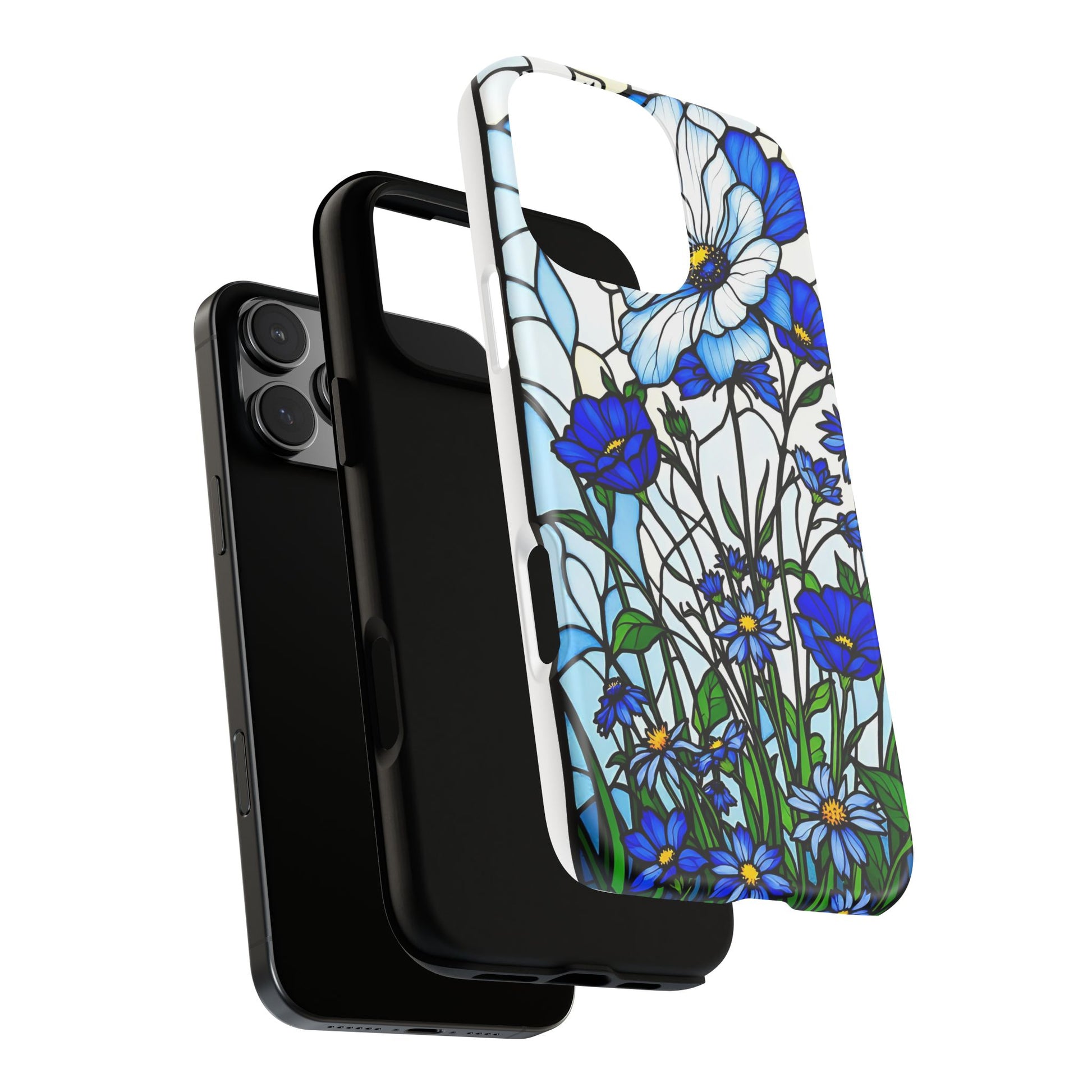 Botanical Stained Glass Tough Case - Floral Phone Cover, Protective Phone Case, Flower Pattern Phone Shell, Nature Inspired Smartphone Case,