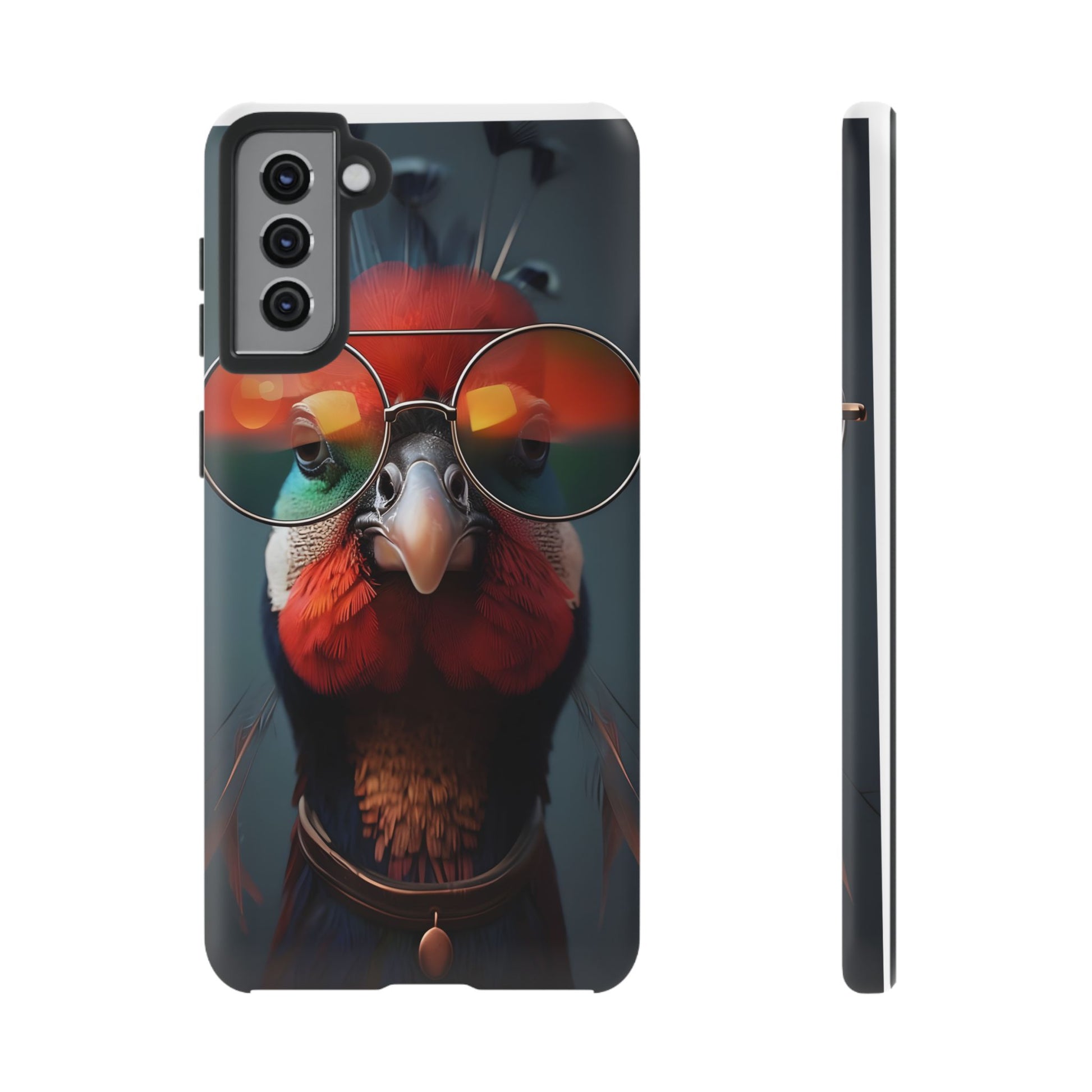 Phone Cases, Bright Exotic Bird in Cool Sunglasses, Protective Tough Cover, Tropical Animal Print, Unique Gift for Bird Lovers, Accessories