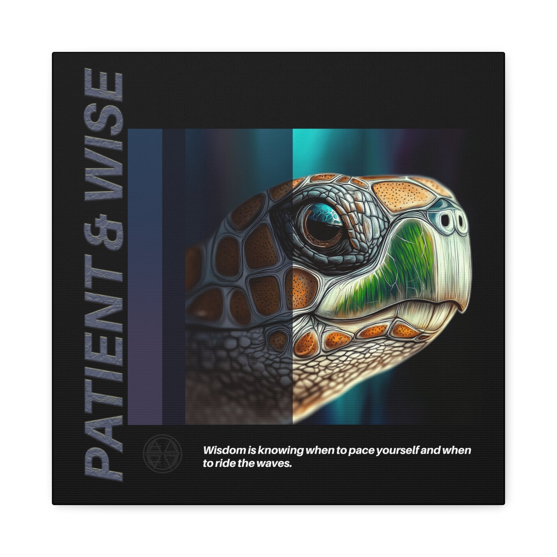 Canvas Art, Inspirational Turtle Wall Decor, Motivational Home Decor, Nature Gift, Abstract Animal Artwork, Wildlife, Patient & Wise