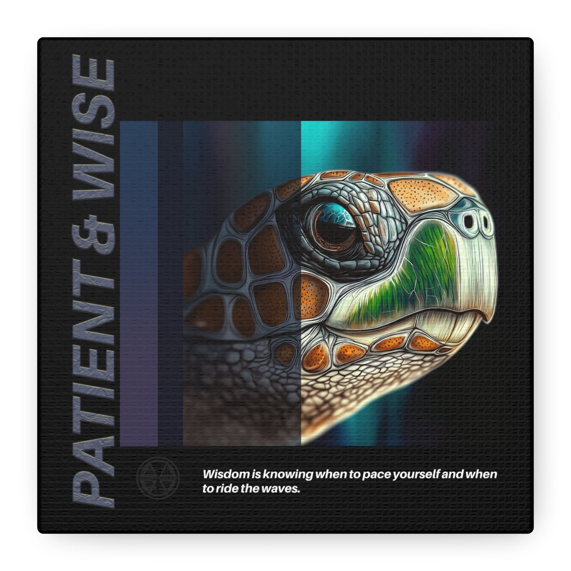 Canvas Art, Inspirational Turtle Wall Decor, Motivational Home Decor, Nature Gift, Abstract Animal Artwork, Wildlife, Patient & Wise