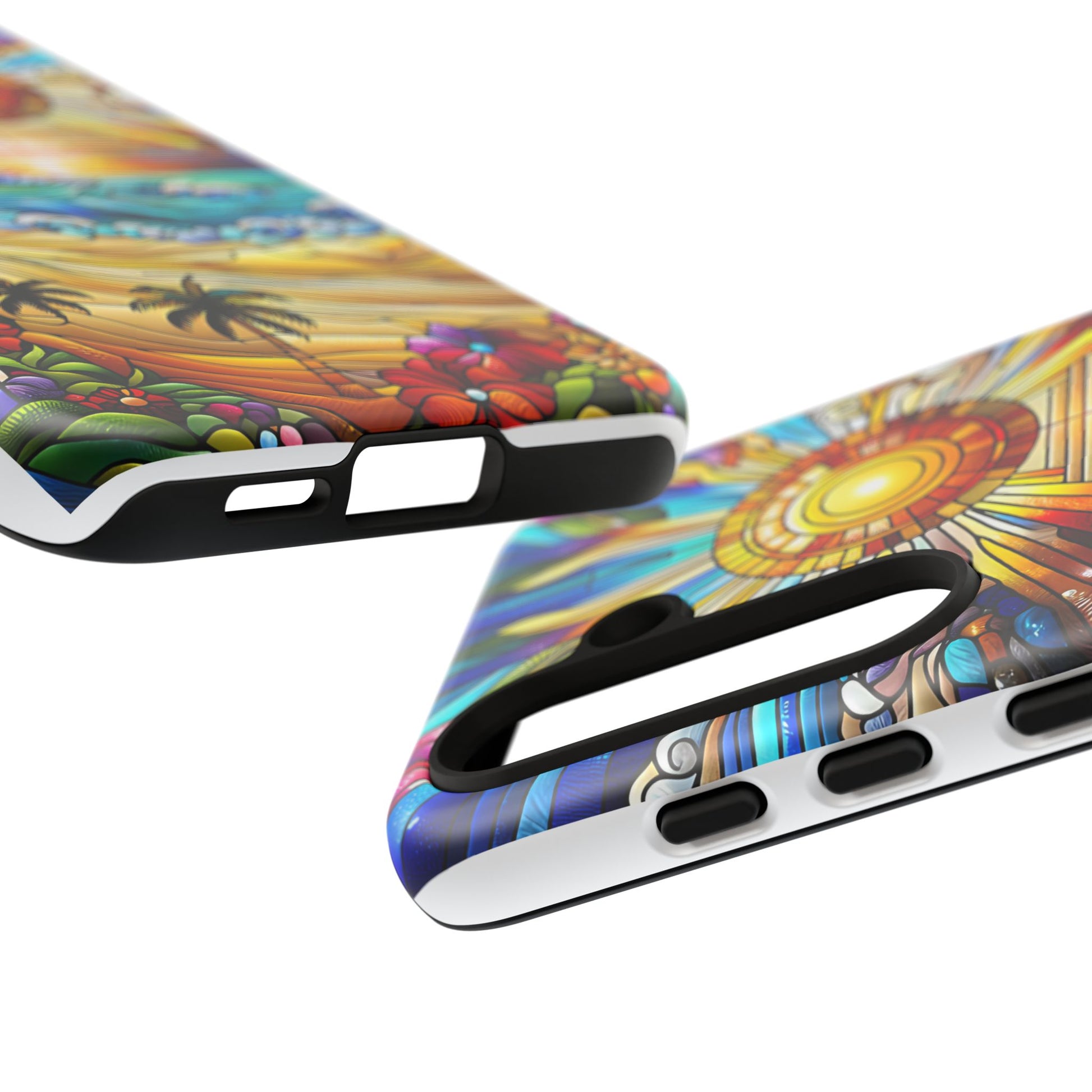 Stained Glass Tough Cases, Protective Phone Case, Nature Inspired Smartphone Cover, Beach Day Summer Accessories, Ocean Lover Gift