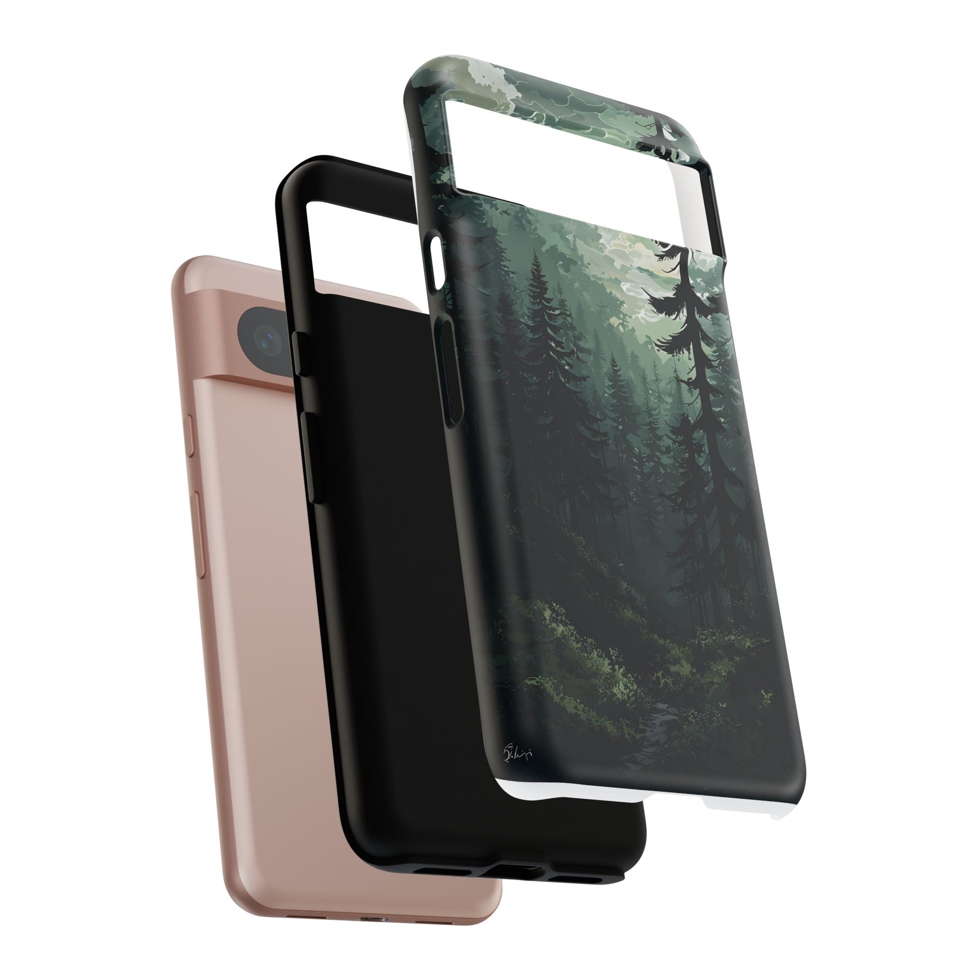 Phone Case, Serene Forest Landscape Digital Illustration Phone Case Cover, Tough Protective Cover, Unique Gift, Trendy