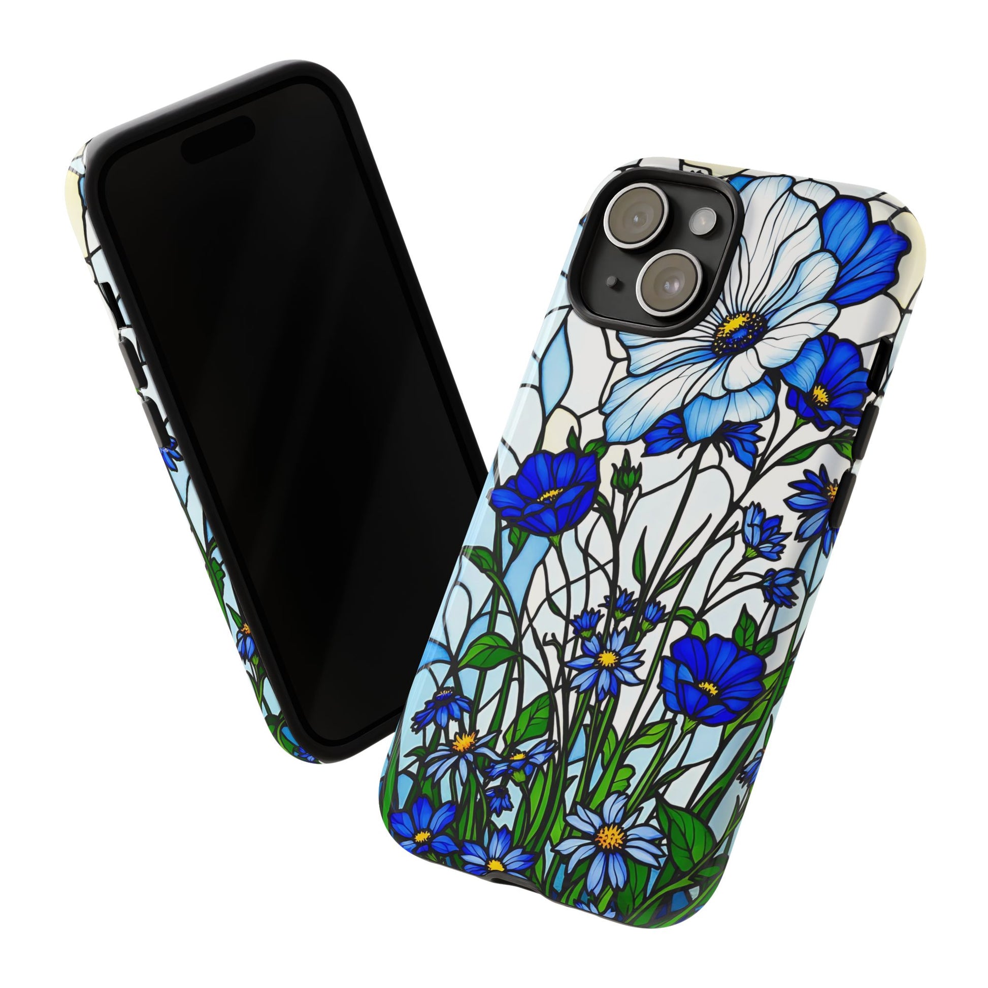 Botanical Stained Glass Tough Case - Floral Phone Cover, Protective Phone Case, Flower Pattern Phone Shell, Nature Inspired Smartphone Case,