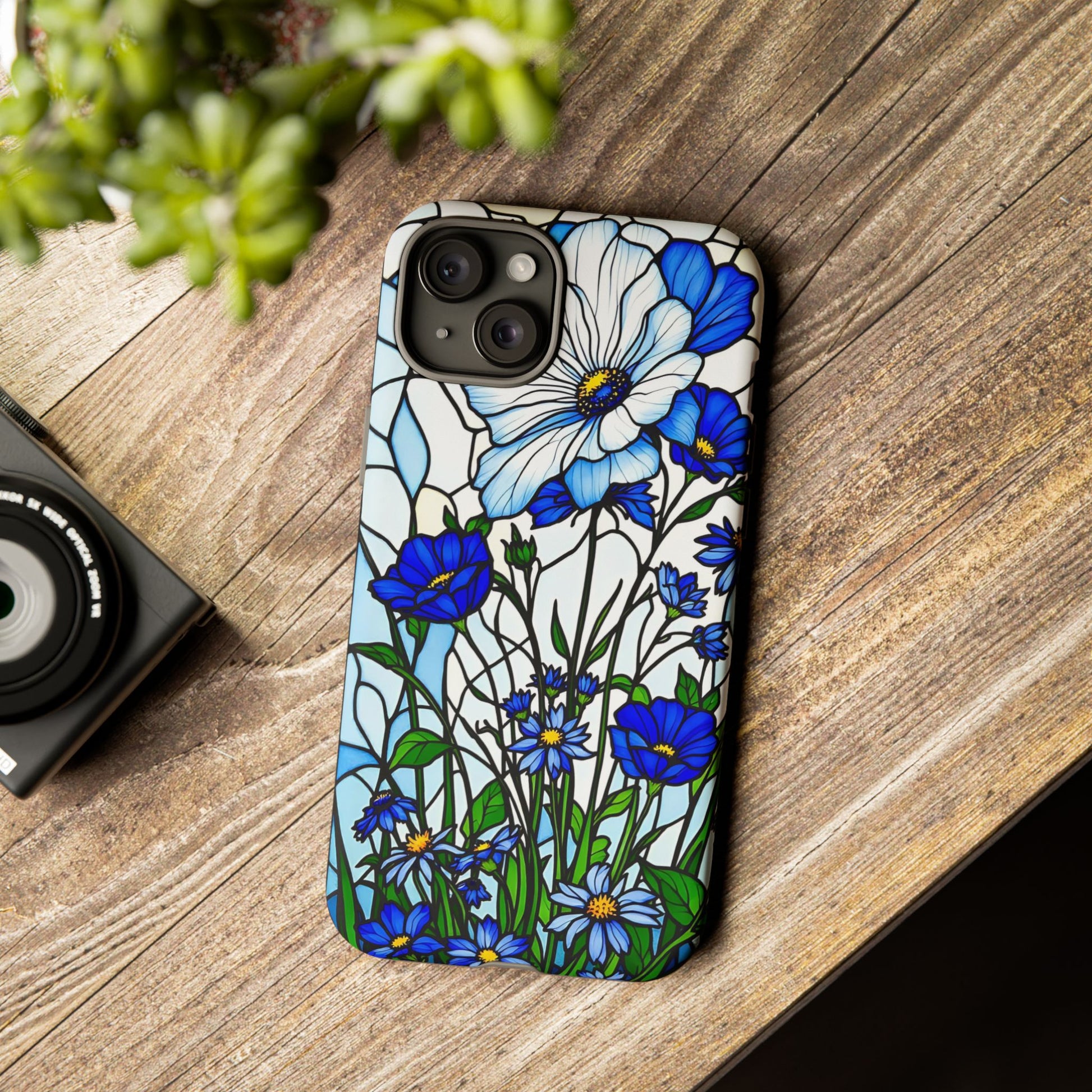Botanical Stained Glass Tough Case - Floral Phone Cover, Protective Phone Case, Flower Pattern Phone Shell, Nature Inspired Smartphone Case,