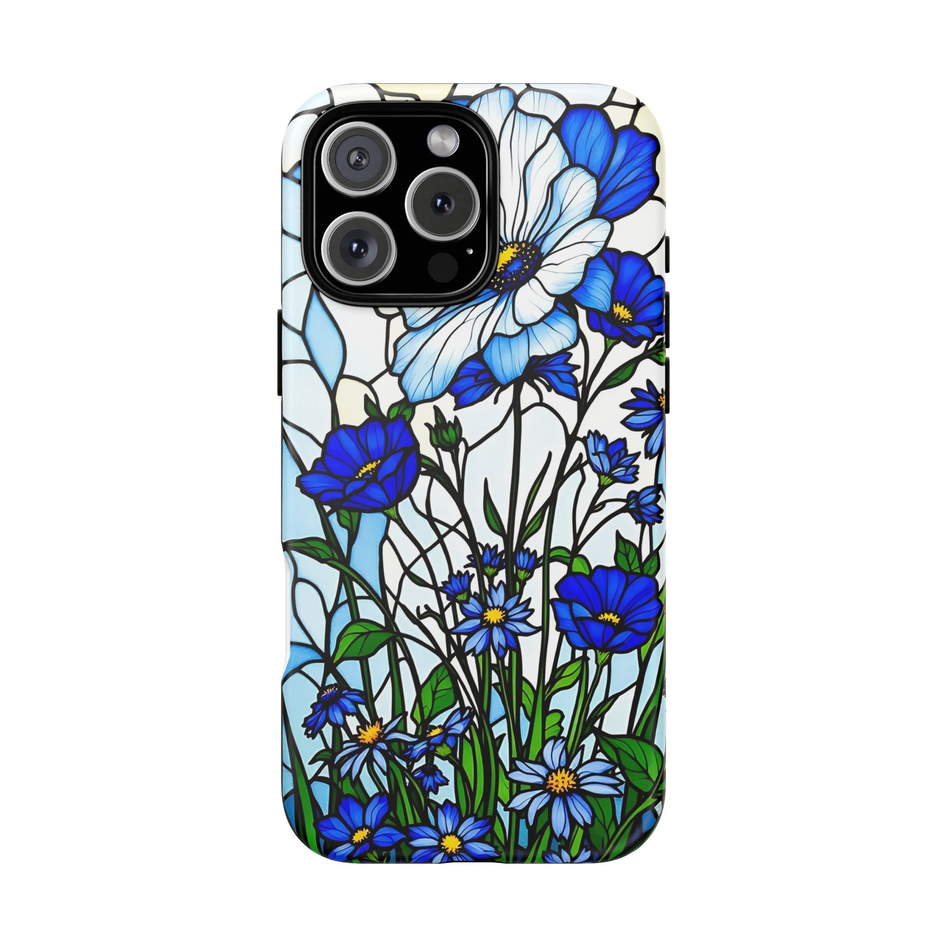 Botanical Stained Glass Tough Case - Floral Phone Cover, Protective Phone Case, Flower Pattern Phone Shell, Nature Inspired Smartphone Case,
