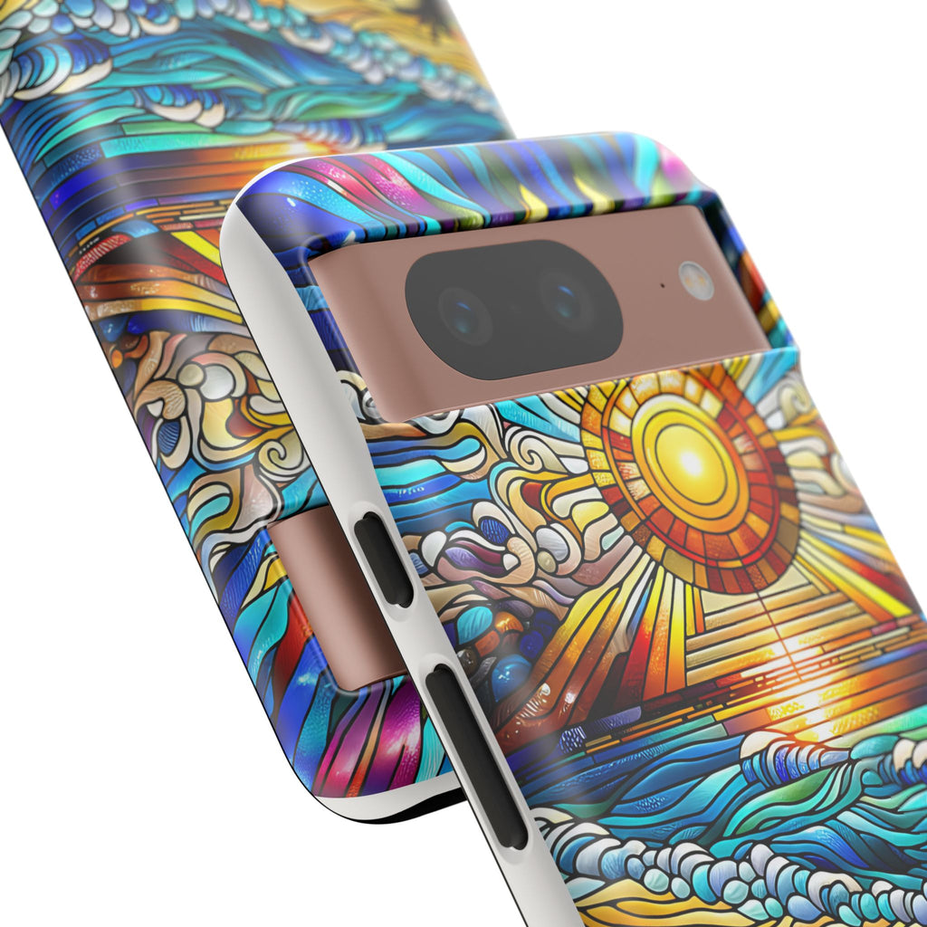 Stained Glass Tough Cases, Protective Phone Case, Nature Inspired Smartphone Cover, Beach Day Summer Accessories, Ocean Lover Gift