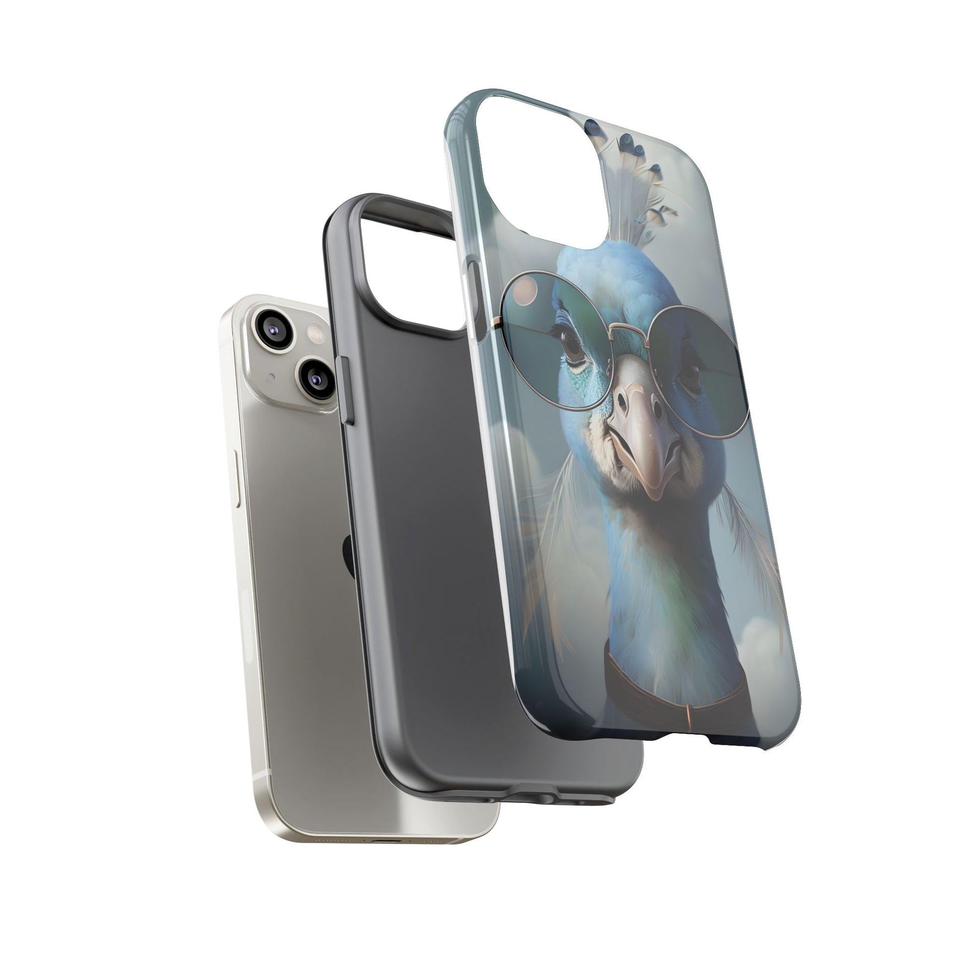 Phone Case, Glamorous Peacock Wearing Sunglasses - Protective Cover, Unique Gift, Trendy Accessories, Animal Lover, Fashionable Mobile Shell