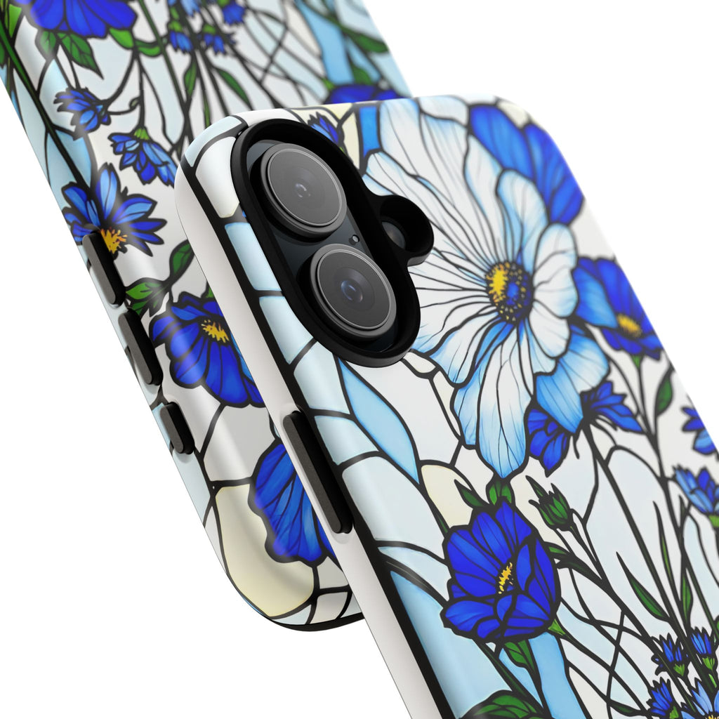 Botanical Stained Glass Tough Case - Floral Phone Cover, Protective Phone Case, Flower Pattern Phone Shell, Nature Inspired Smartphone Case,