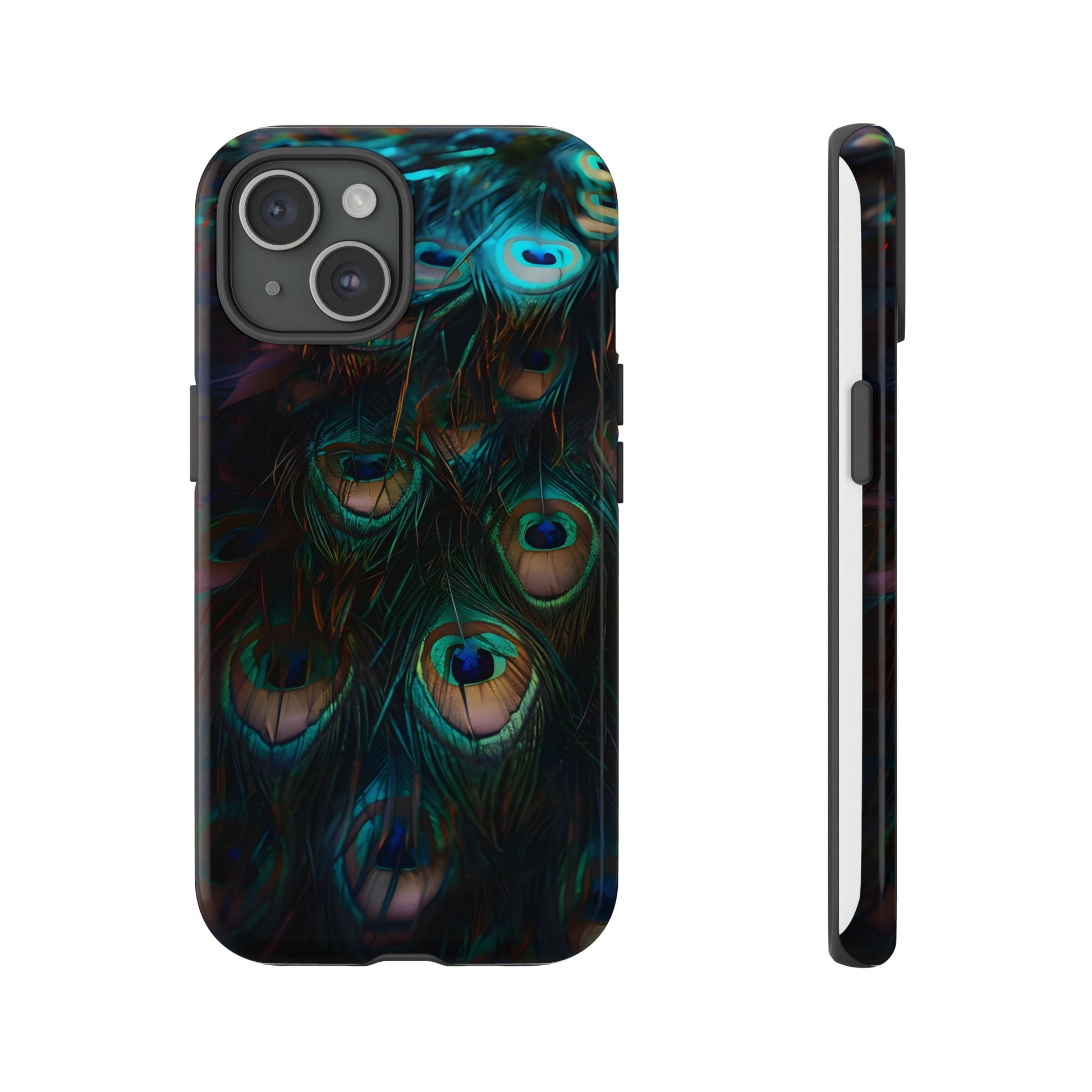Phone Case, Close Up Peacock Feathers Design, Protective Cover, Unique Gift, Stylish Accessory, Nature Lover Gift, Feather Print Case