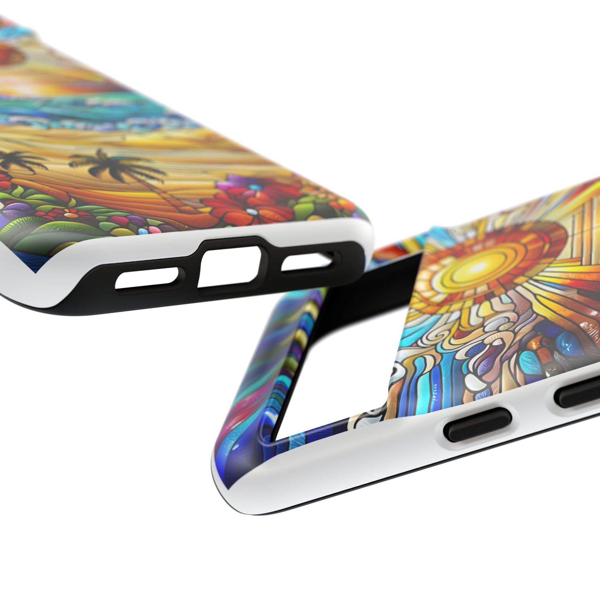 Stained Glass Tough Cases, Protective Phone Case, Nature Inspired Smartphone Cover, Beach Day Summer Accessories, Ocean Lover Gift