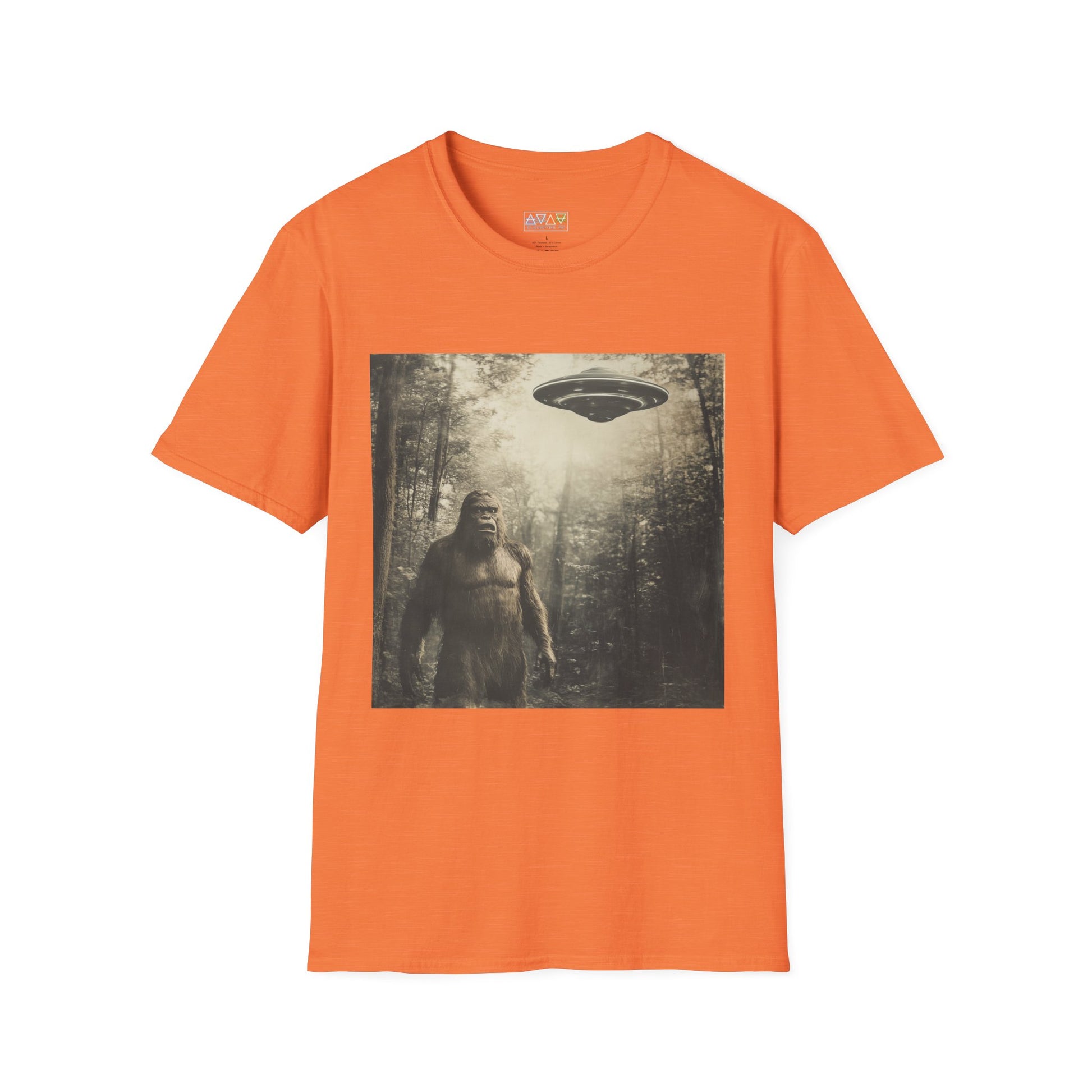 Bigfoot and UFO Unisex T-Shirt, Fun Graphic Tee for Nature Lovers, Quirky Gift for Campers, Outdoor Adventure Apparel