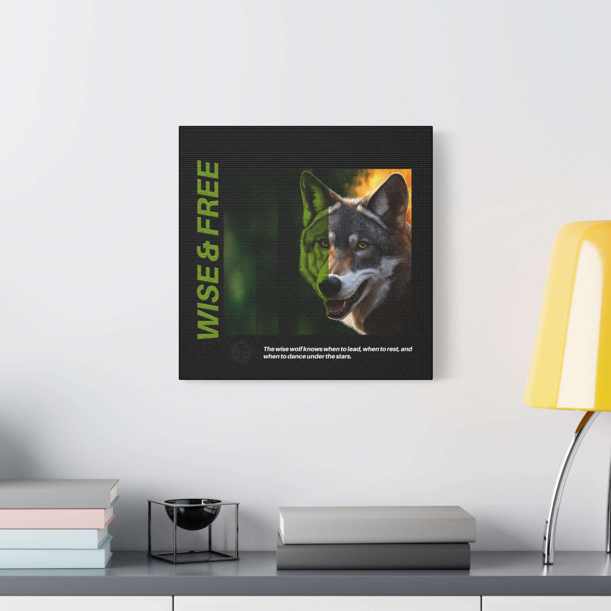 Canvas Art, Wise & Free Wall Decor, Inspirational Wolf, Motivational Home Decor, Nature-Themed Gift