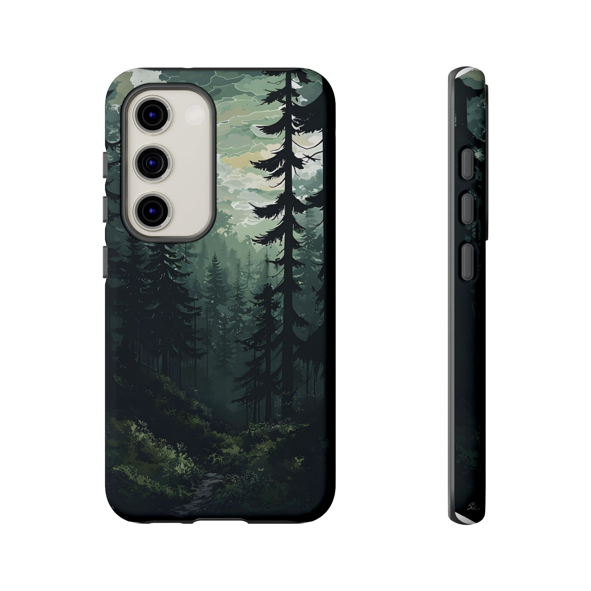 Phone Case, Serene Forest Landscape Digital Illustration Phone Case Cover, Tough Protective Cover, Unique Gift, Trendy