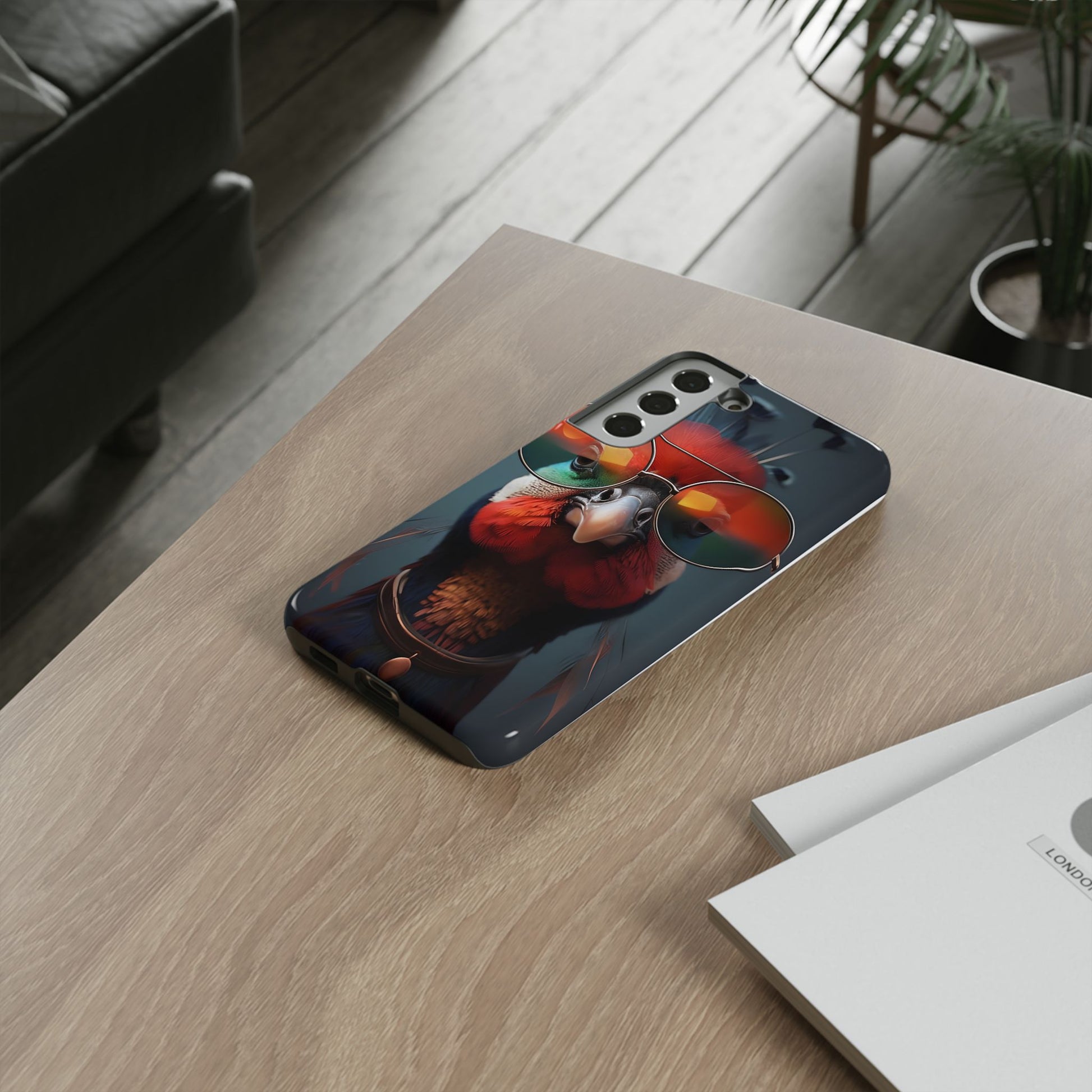 Phone Cases, Bright Exotic Bird in Cool Sunglasses, Protective Tough Cover, Tropical Animal Print, Unique Gift for Bird Lovers, Accessories