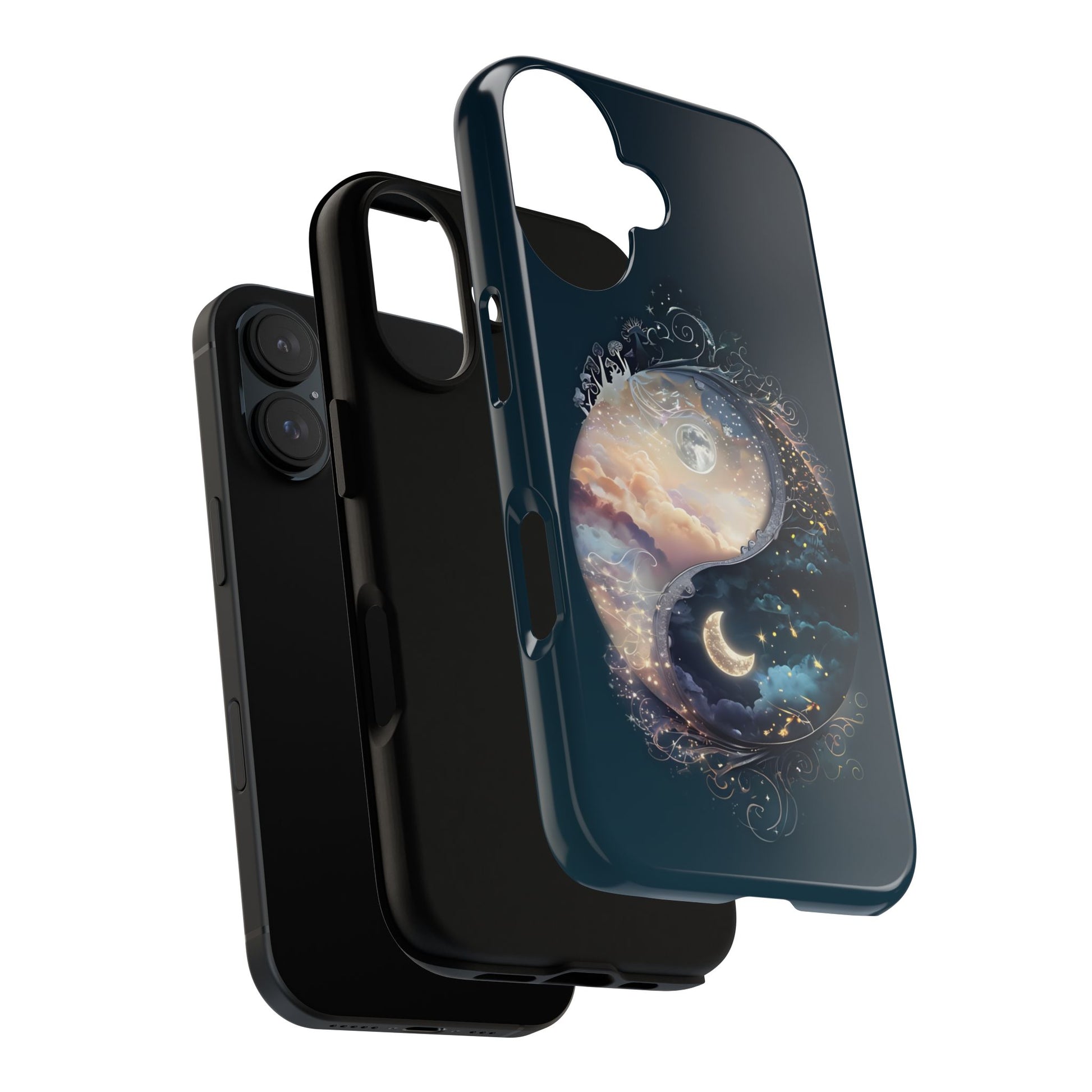 Phone Case, Yin-Yang Symbol Design, Whimsical Day Night Fantasy Print, Protective Cover, Tough Skin, Phone Accessories, Phone Protection
