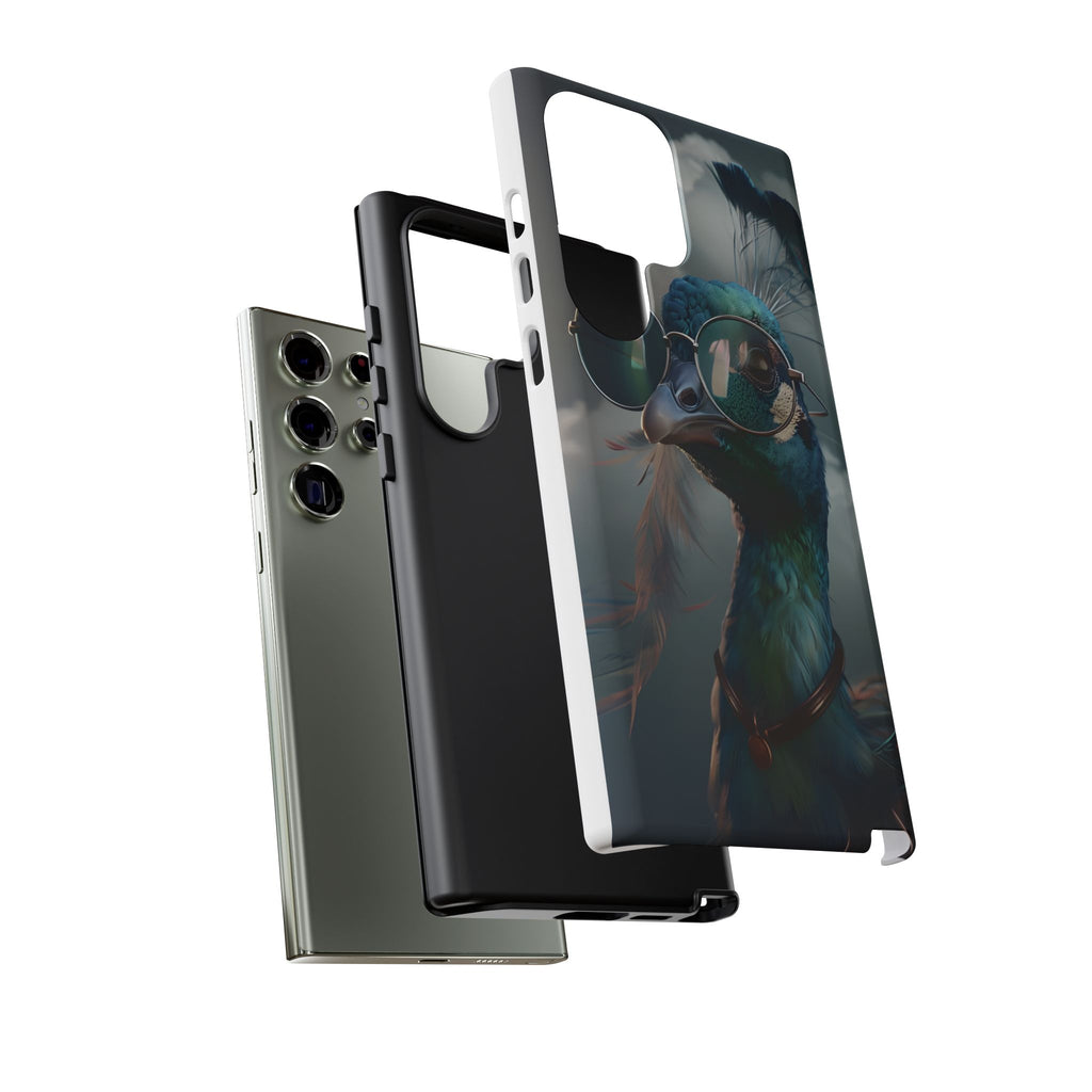 Phone Case, Peacock Design, Neon Lighting, Unique Gift, Hard Shell Cover, Protective Sleeve