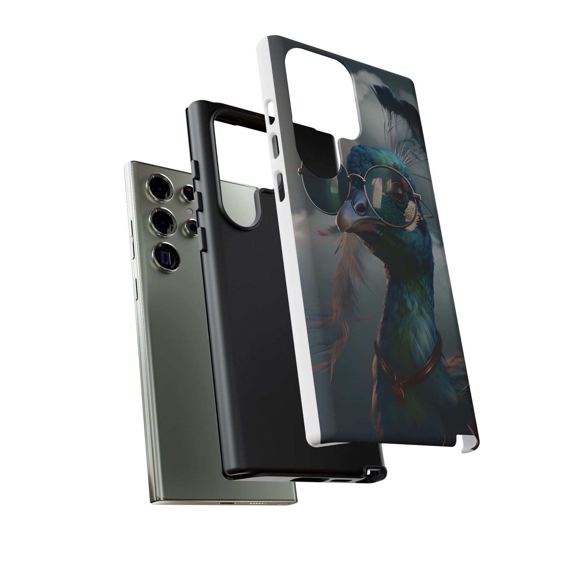 Phone Case, Peacock Design, Neon Lighting, Unique Gift, Hard Shell Cover, Protective Sleeve
