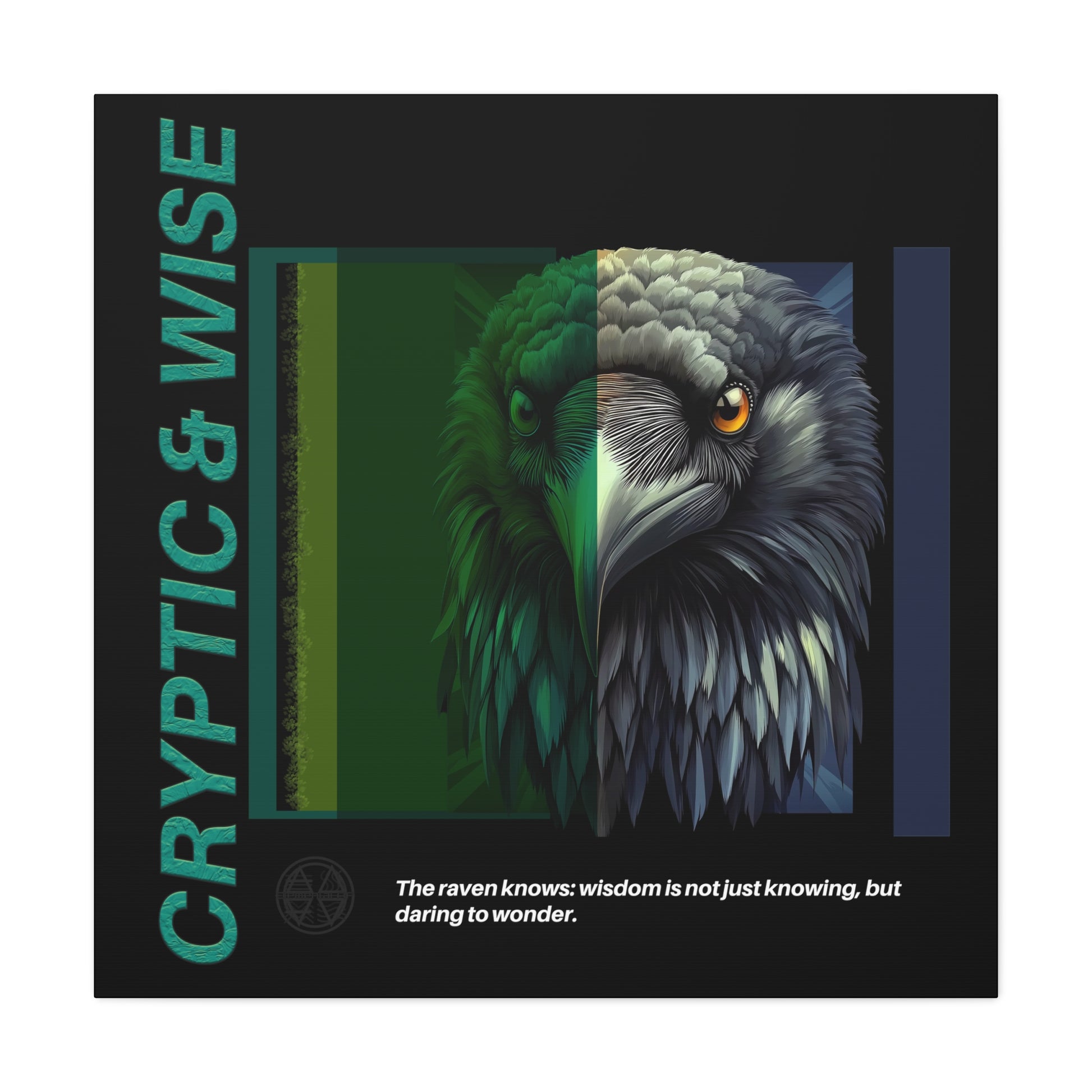 Canvas Art, Cryptic & Wise Wall Decor, Inspirational Raven, Motivational Home Decor, Nature-Themed Gift, Abstract Animal Artwork, Wildlife,