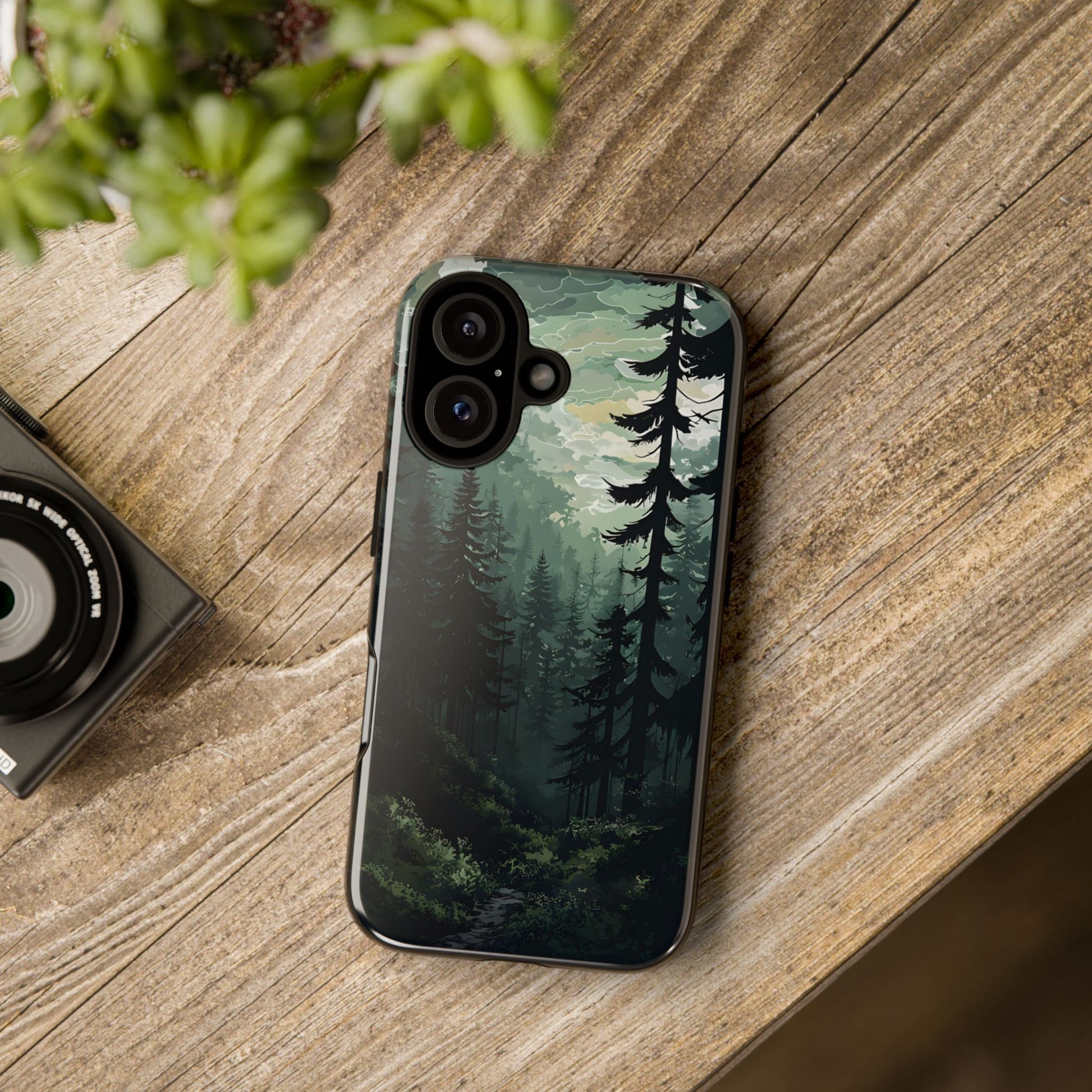 Phone Case, Serene Forest Landscape Digital Illustration Phone Case Cover, Tough Protective Cover, Unique Gift, Trendy