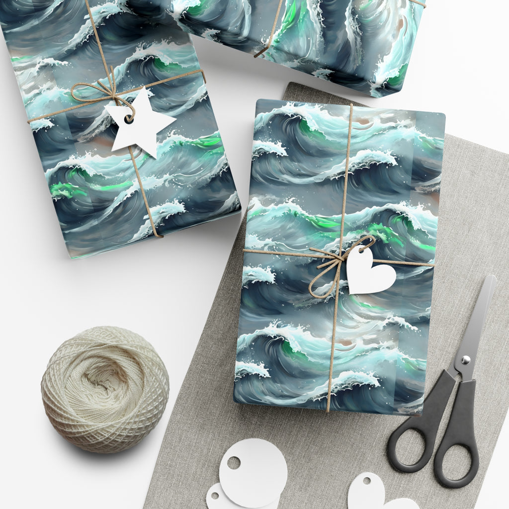 Ocean Waves Gift Wrap, Anime Design, Wrapping Paper Roll, Japanese Inspired Pattern, Gift Wrap Sheets, Birthday Party Supplies