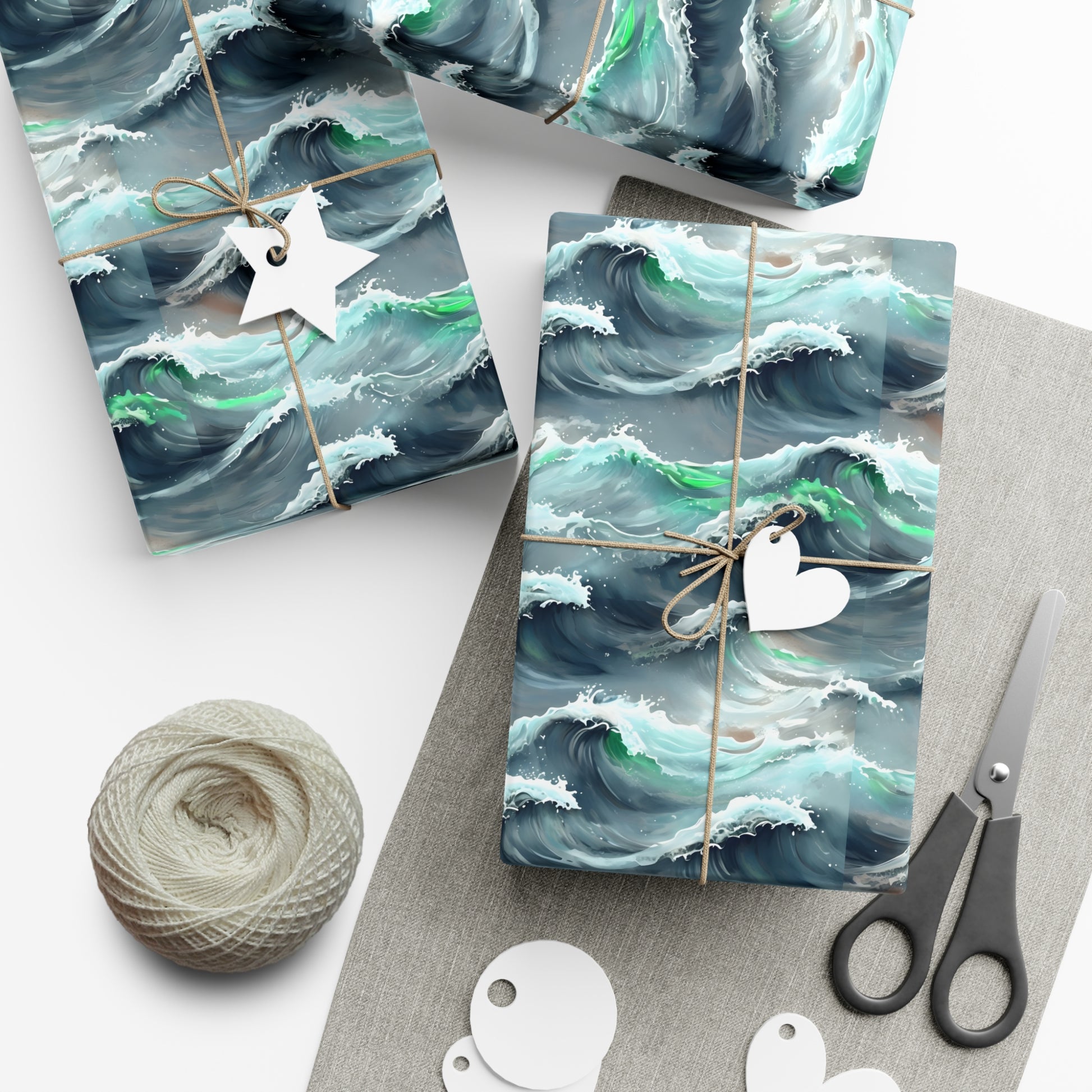 Ocean Waves Gift Wrap, Anime Design, Wrapping Paper Roll, Japanese Inspired Pattern, Gift Wrap Sheets, Birthday Party Supplies