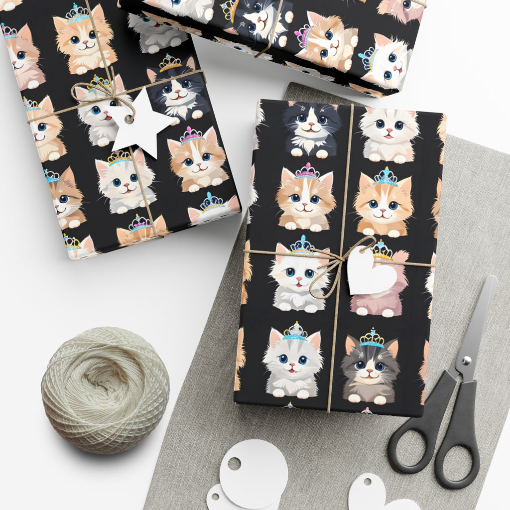 Gift Wrap Papers, Adorable Kittens wearing tiaras - Perfect for cat lovers, birthday gifts, holiday presents, crafting projects - Tissue