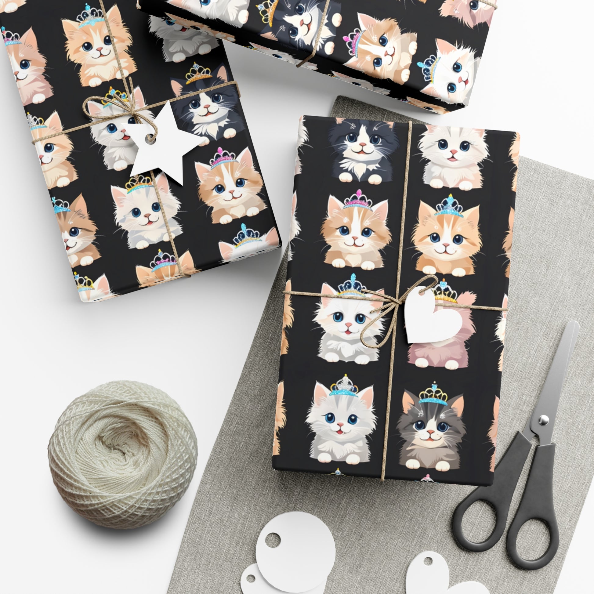 Gift Wrap Papers, Adorable Kittens wearing tiaras - Perfect for cat lovers, birthday gifts, holiday presents, crafting projects - Tissue