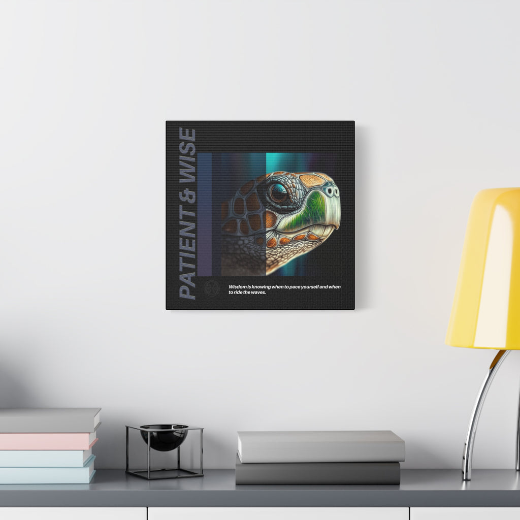 Canvas Art, Inspirational Turtle Wall Decor, Motivational Home Decor, Nature Gift, Abstract Animal Artwork, Wildlife, Patient & Wise