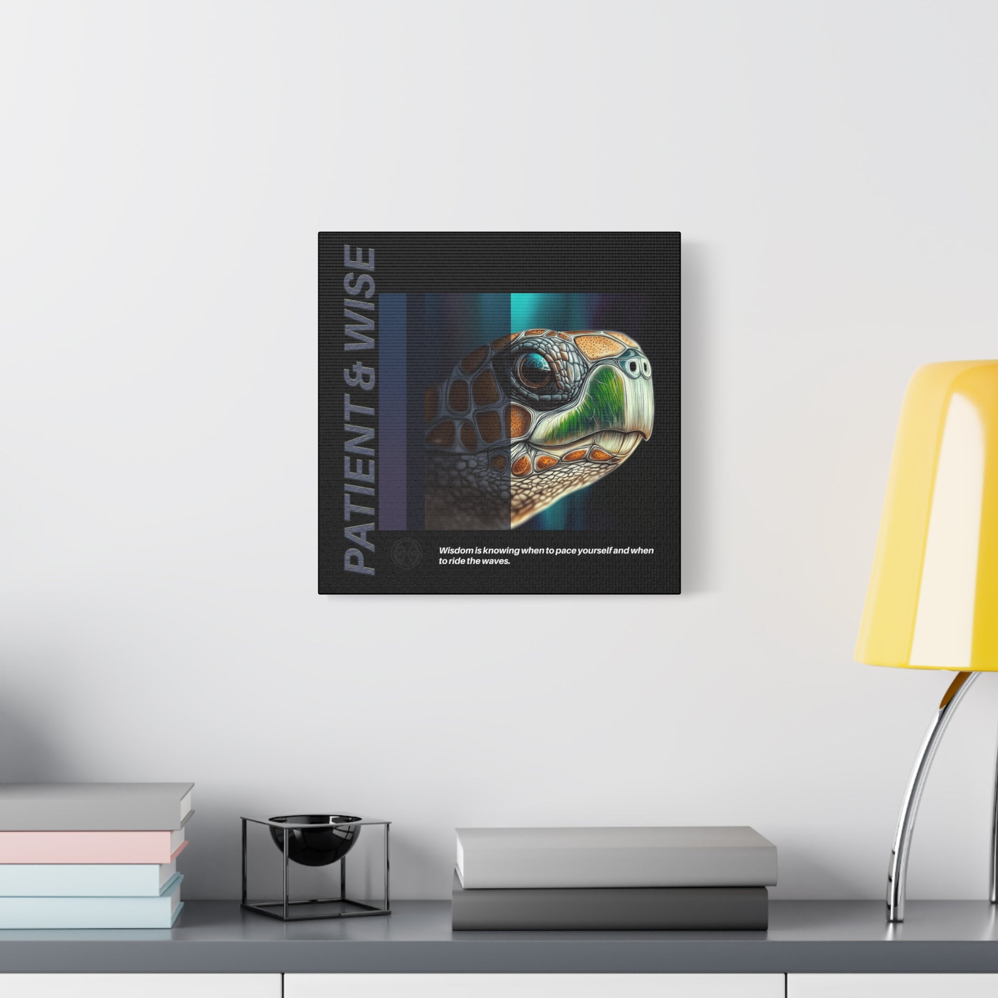 Canvas Art, Inspirational Turtle Wall Decor, Motivational Home Decor, Nature Gift, Abstract Animal Artwork, Wildlife, Patient & Wise