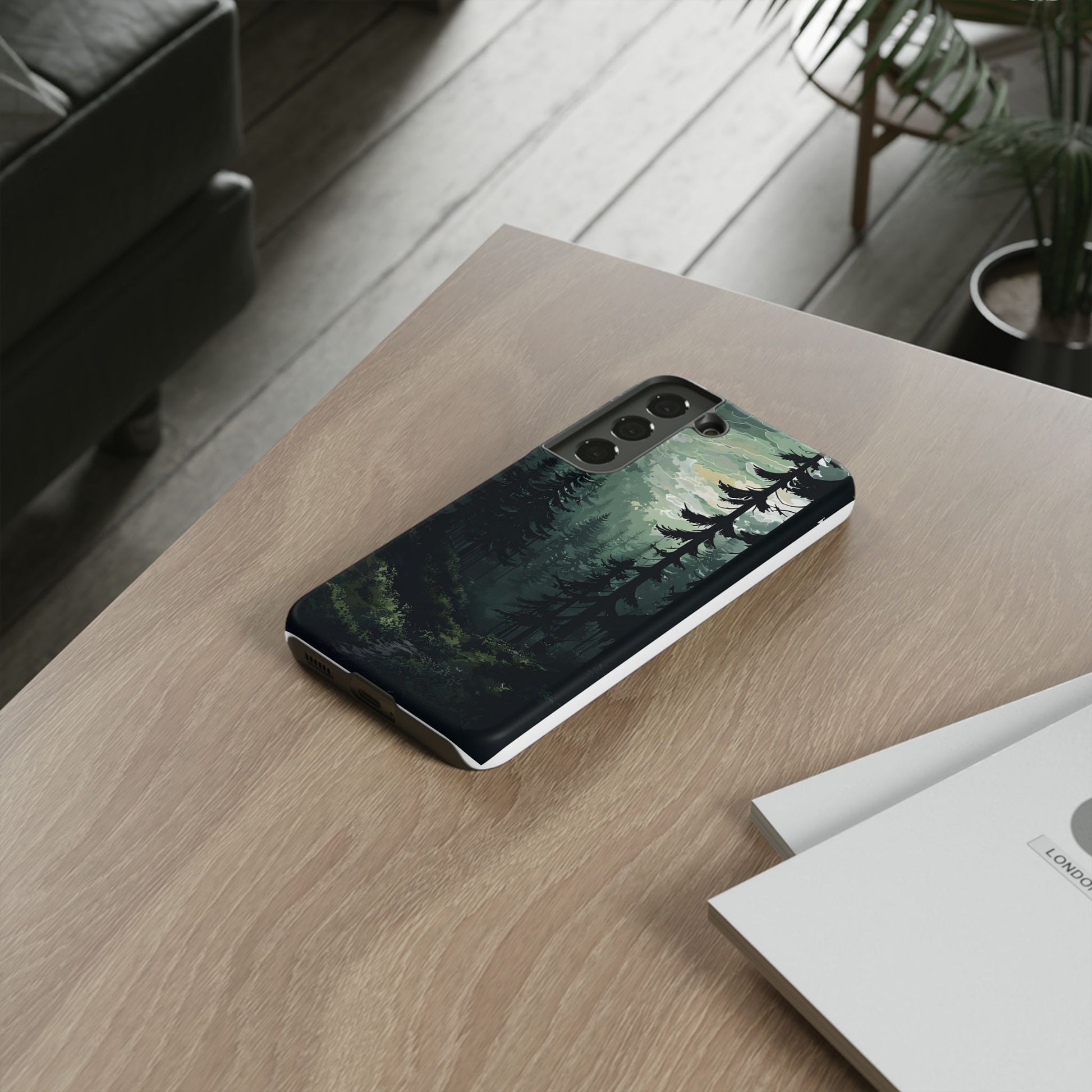 Phone Case, Serene Forest Landscape Digital Illustration Phone Case Cover, Tough Protective Cover, Unique Gift, Trendy