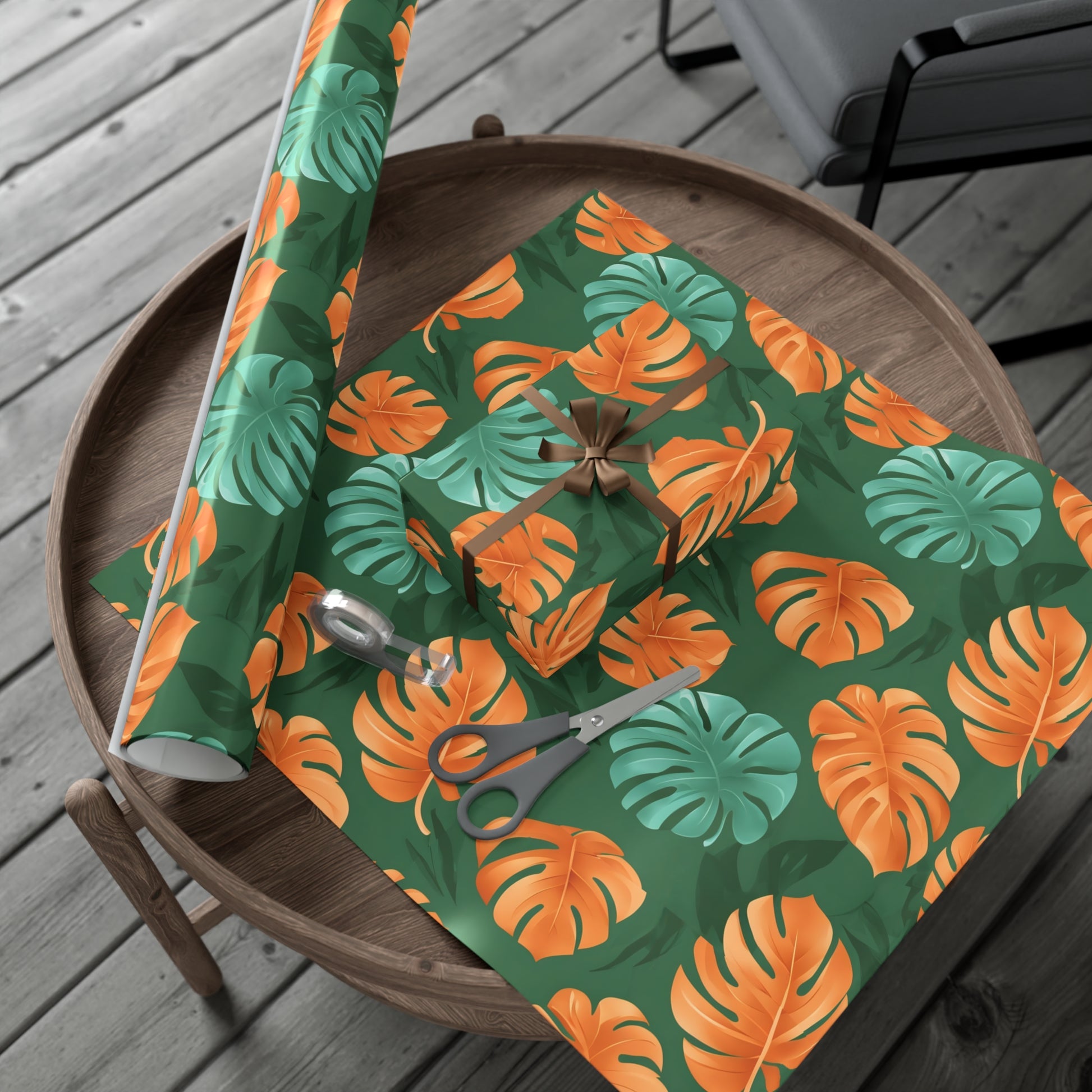 Wrapping Paper, Tropical Monstera Leaf Gift Wrap, Botanical Pattern Sheets, Colorful Holiday Gift Wrap, Jungle Party Wrap Roll, Leafy