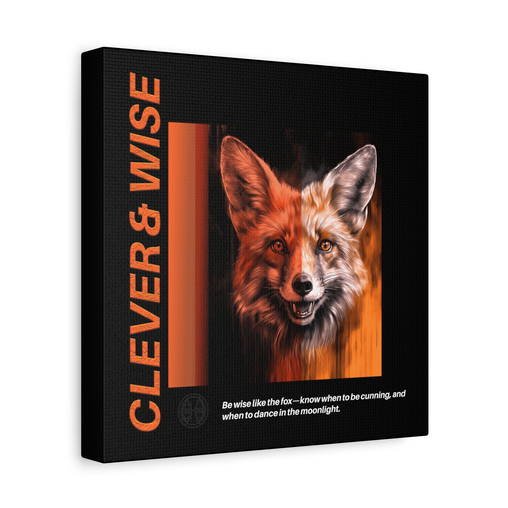 Fox Canvas Art, Inspirational & Wise Wall Decor, Nature Gift, Wildlife, Abstract Animal Artwork, Clever Motivational Matte Canvas