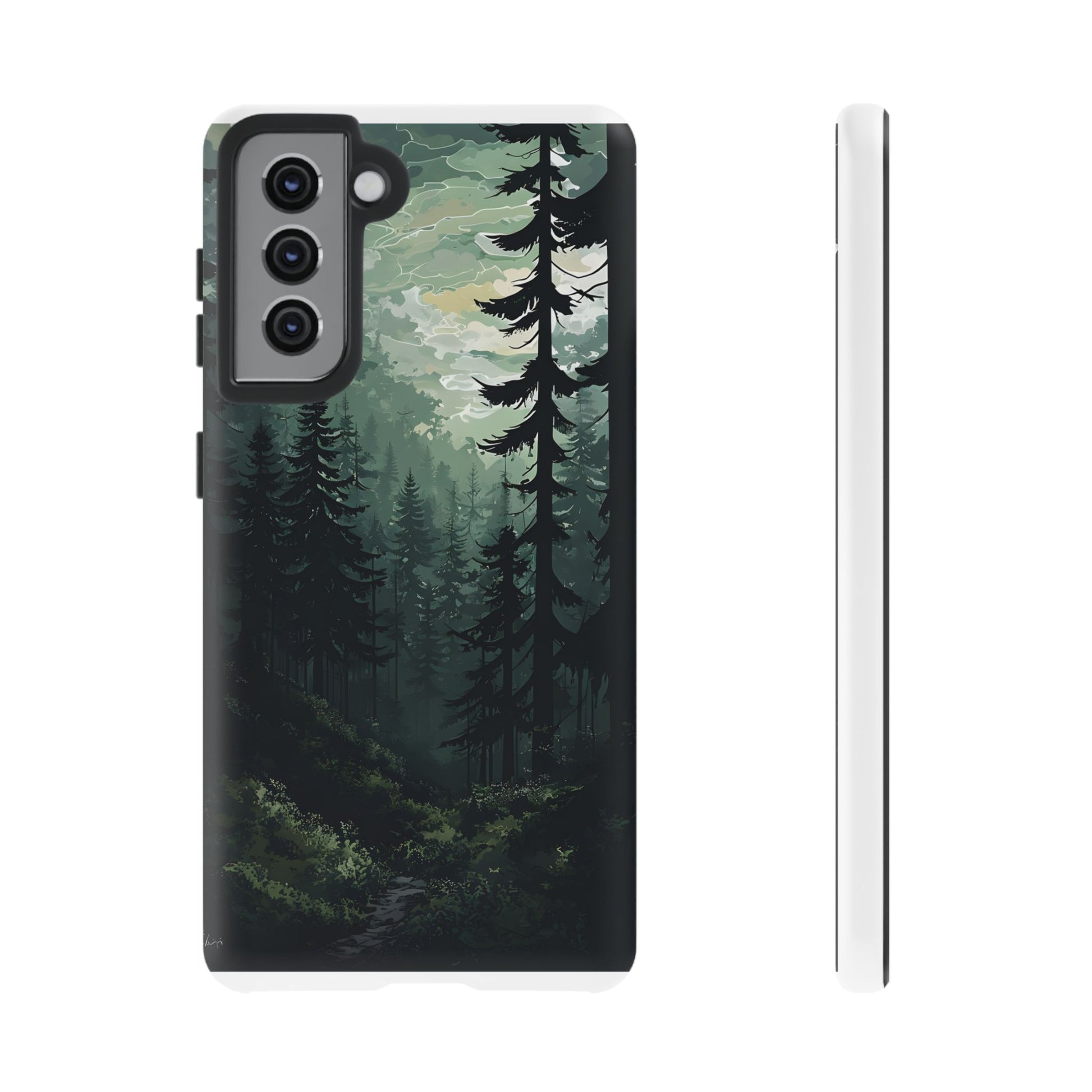 Phone Case, Serene Forest Landscape Digital Illustration Phone Case Cover, Tough Protective Cover, Unique Gift, Trendy