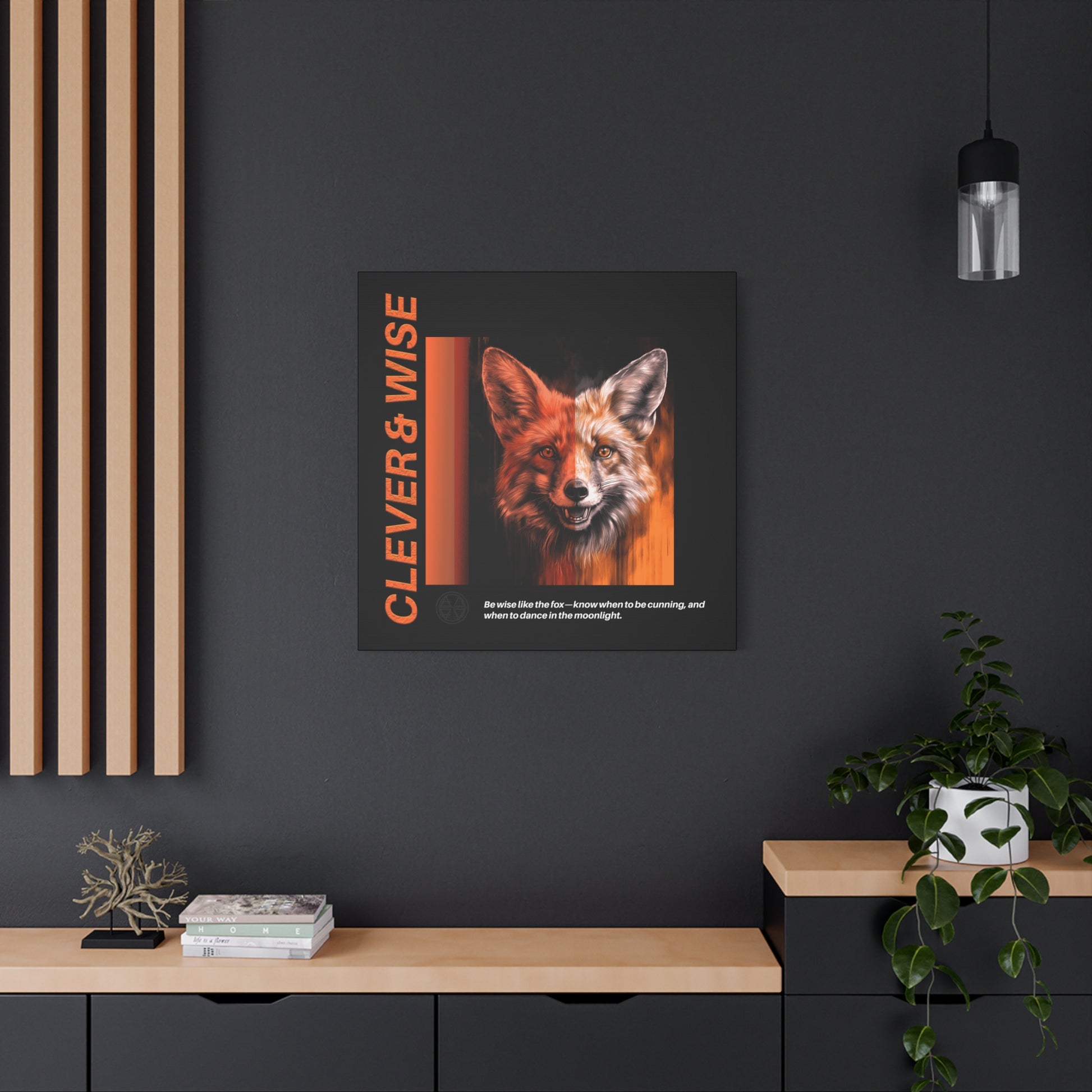 Fox Canvas Art, Inspirational & Wise Wall Decor, Nature Gift, Wildlife, Abstract Animal Artwork, Clever Motivational Matte Canvas