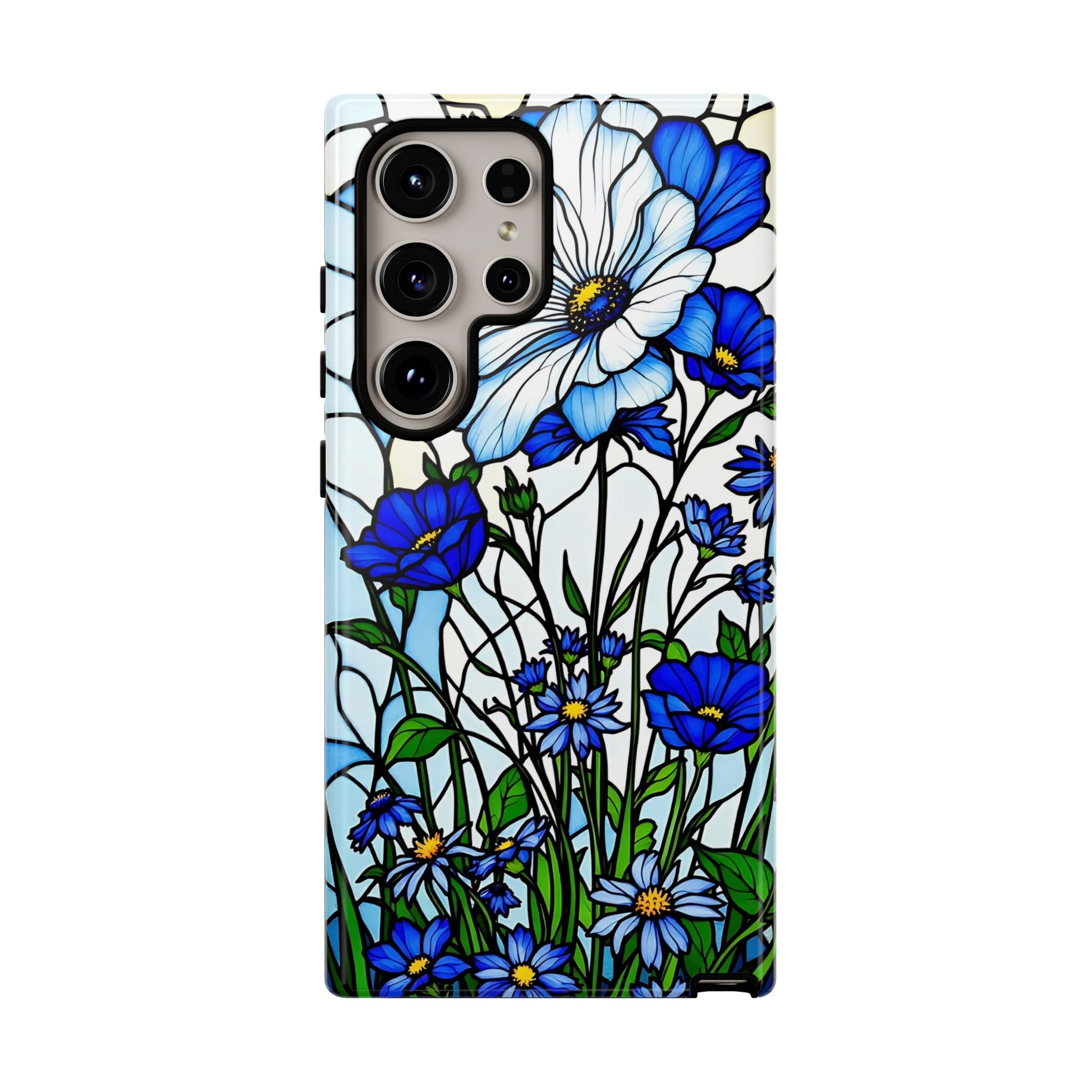 Botanical Stained Glass Tough Case - Floral Phone Cover, Protective Phone Case, Flower Pattern Phone Shell, Nature Inspired Smartphone Case,