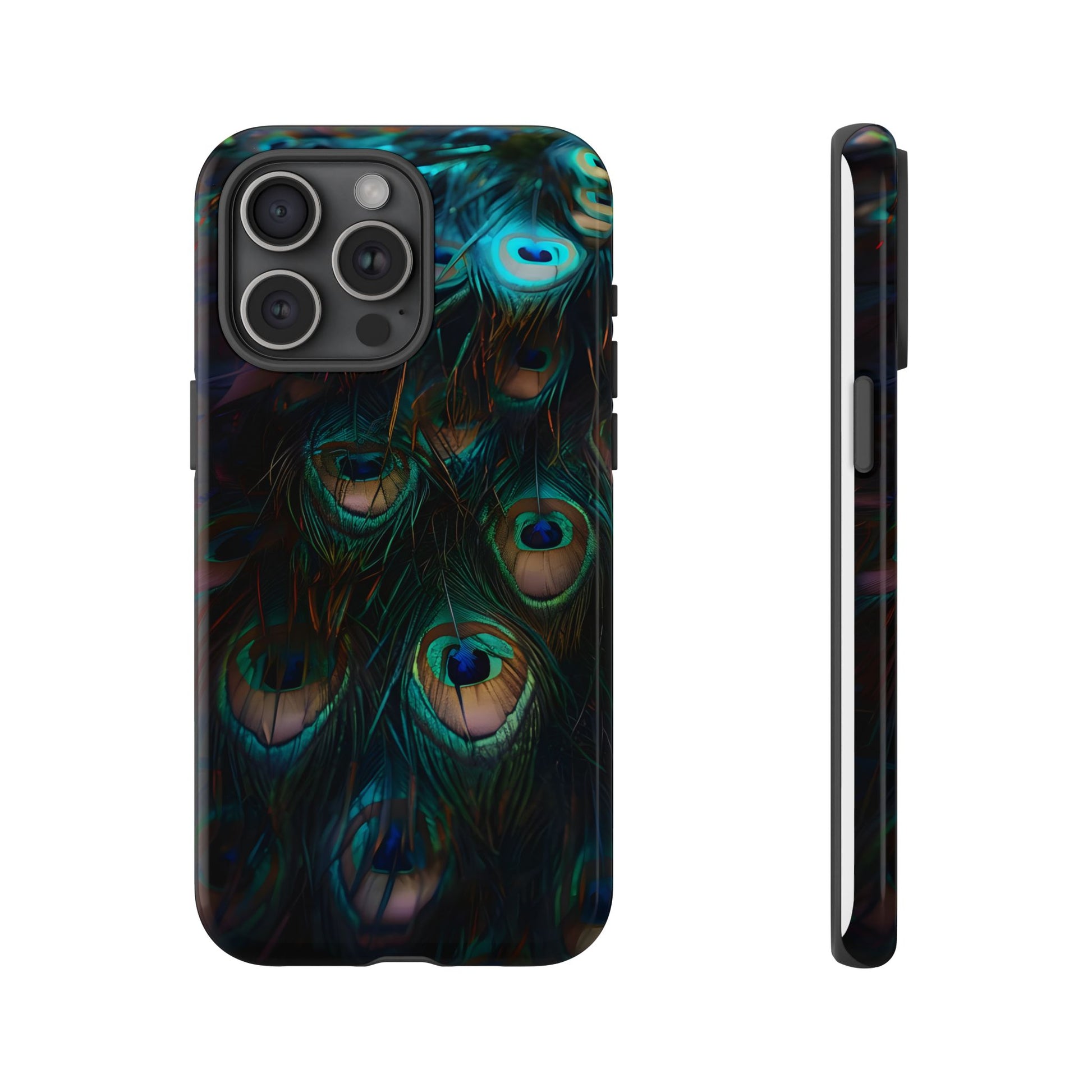 Phone Case, Close Up Peacock Feathers Design, Protective Cover, Unique Gift, Stylish Accessory, Nature Lover Gift, Feather Print Case