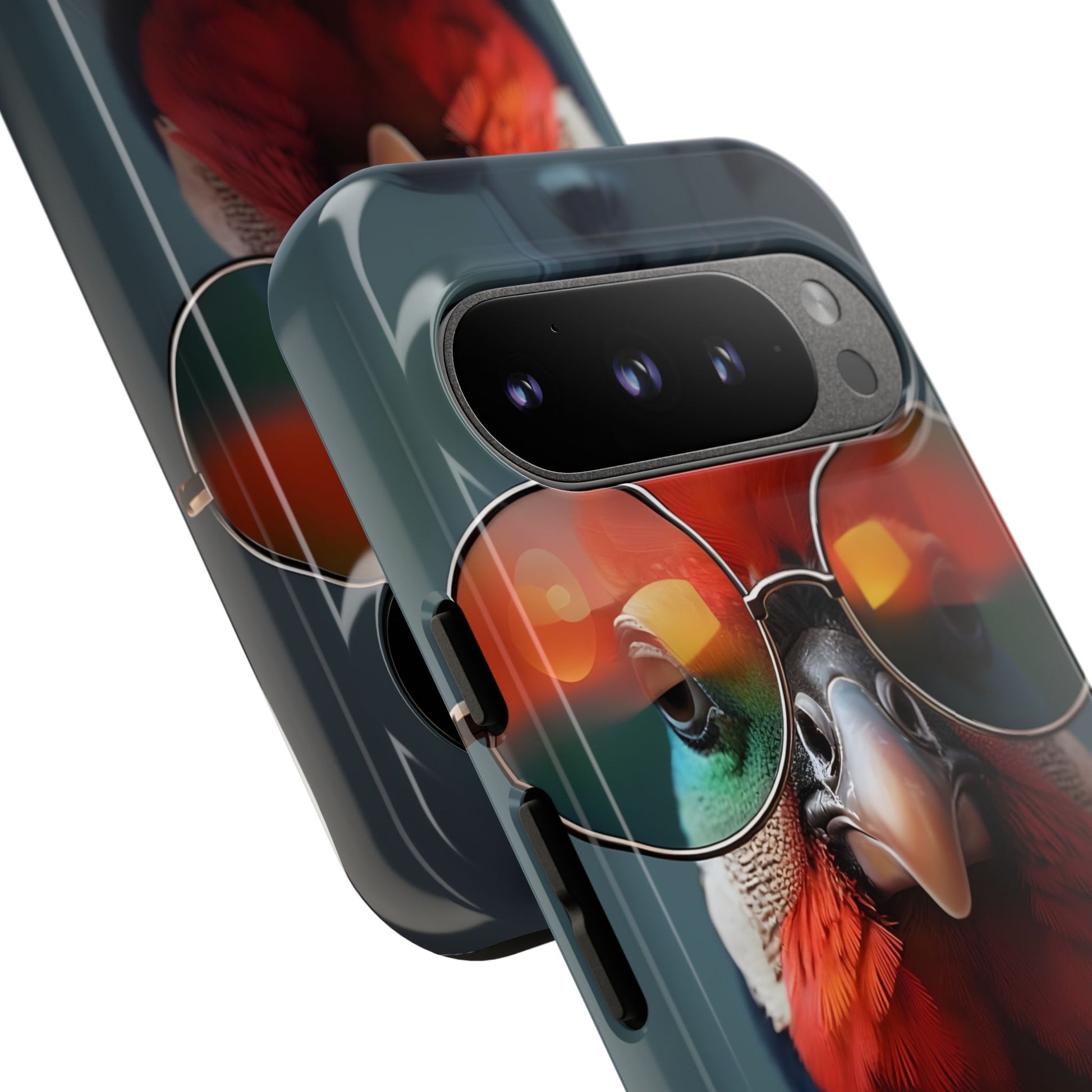 Phone Cases, Bright Exotic Bird in Cool Sunglasses, Protective Tough Cover, Tropical Animal Print, Unique Gift for Bird Lovers, Accessories