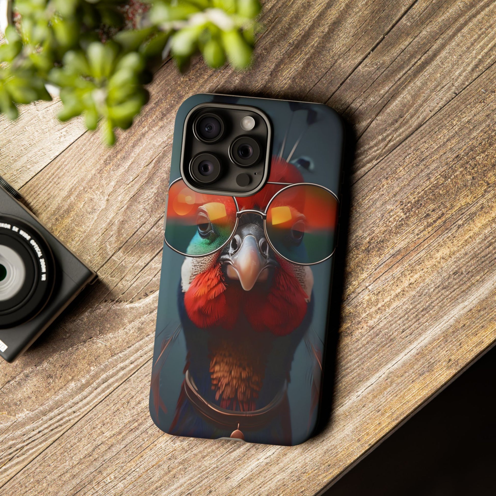 Phone Cases, Bright Exotic Bird in Cool Sunglasses, Protective Tough Cover, Tropical Animal Print, Unique Gift for Bird Lovers, Accessories