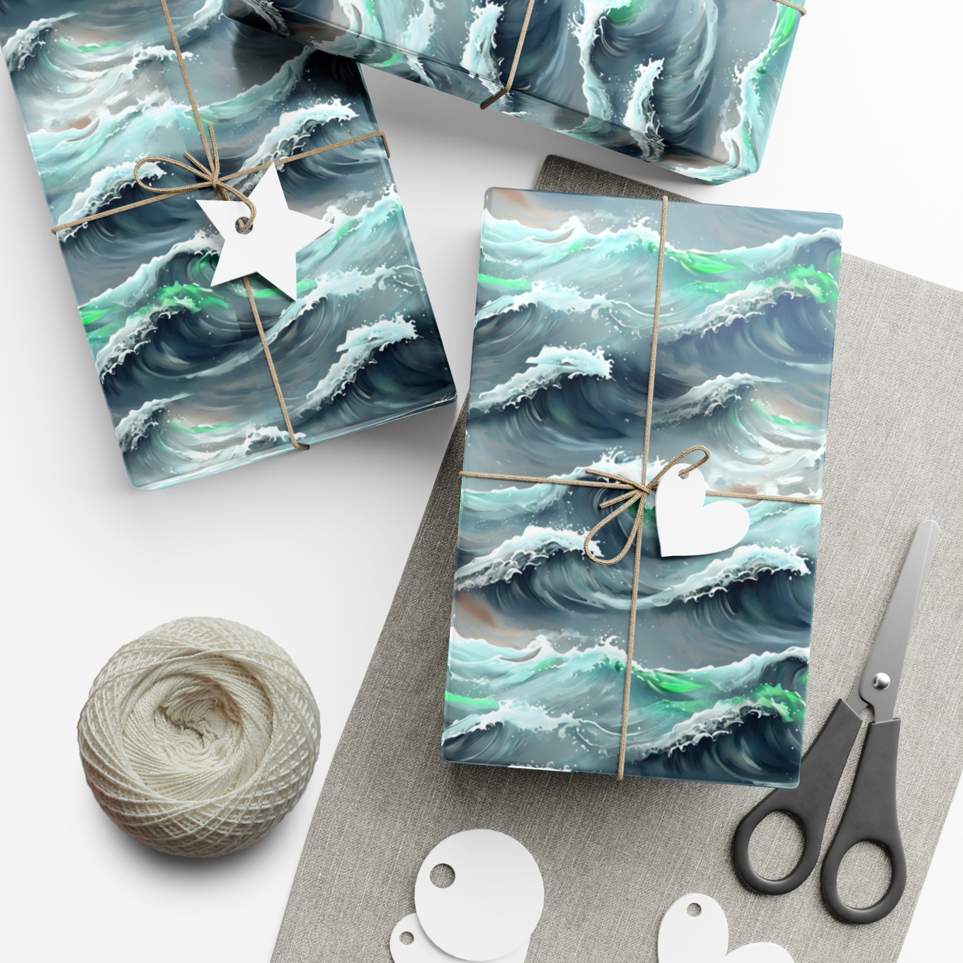 Ocean Waves Gift Wrap, Anime Design, Wrapping Paper Roll, Japanese Inspired Pattern, Gift Wrap Sheets, Birthday Party Supplies