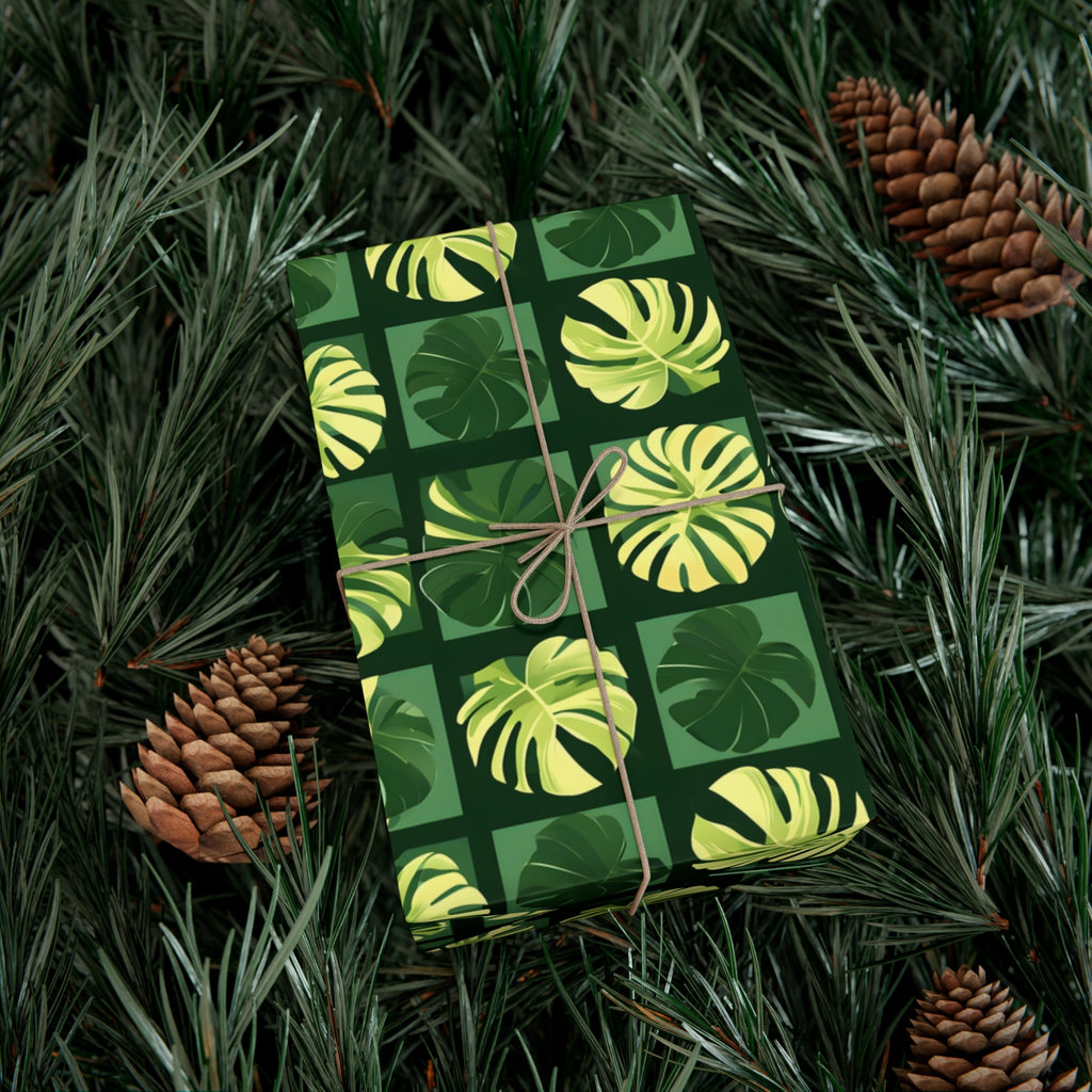 Wrapping Paper, Vibrant Tropical Botanical Pattern With Monstera Leaves - Gift Wrap Rolls, Eco-Friendly Gift Wrap, Holiday Season Wrapping