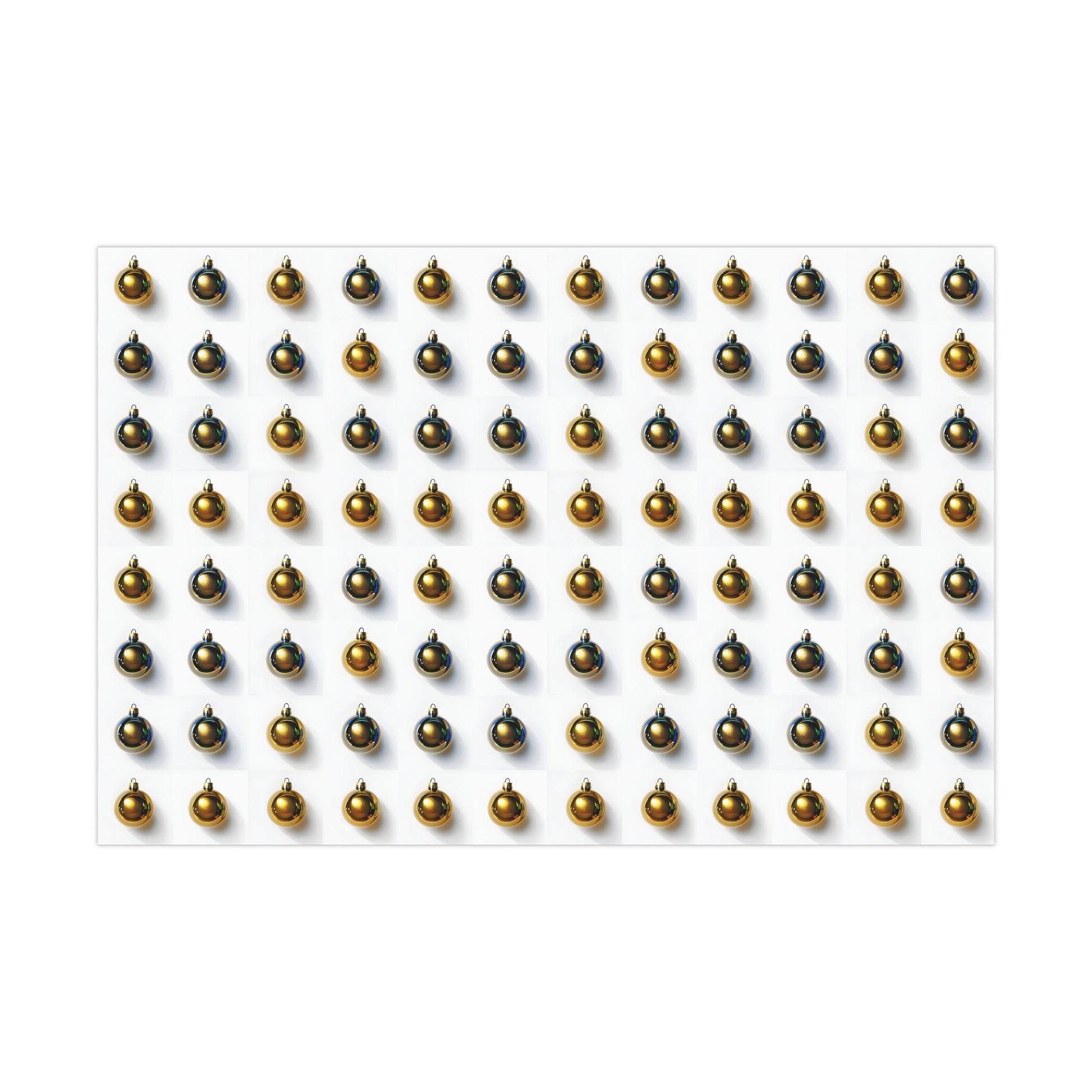 Wrapping Paper, Gold Christmas Ornaments On White Background - Gift Wrap Rolls, Eco-Friendly Gift Wrap, Holiday