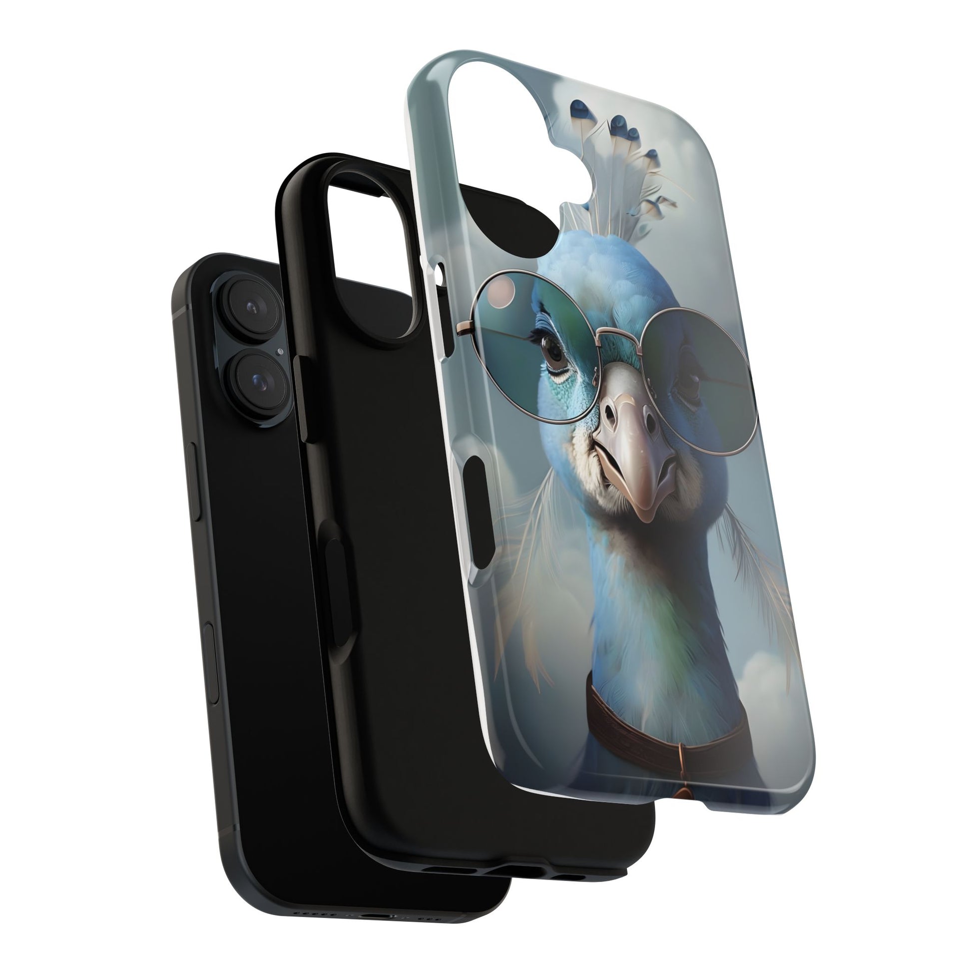 Phone Case, Glamorous Peacock Wearing Sunglasses - Protective Cover, Unique Gift, Trendy Accessories, Animal Lover, Fashionable Mobile Shell