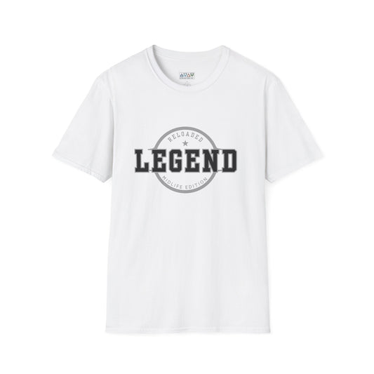 Mid-Life Legend Reloaded - Unisex Softstyle T-Shirt - Casual Comfort, Perfect for Legends, Gift for Him, Everyday Wear, Fun Gift Ideas