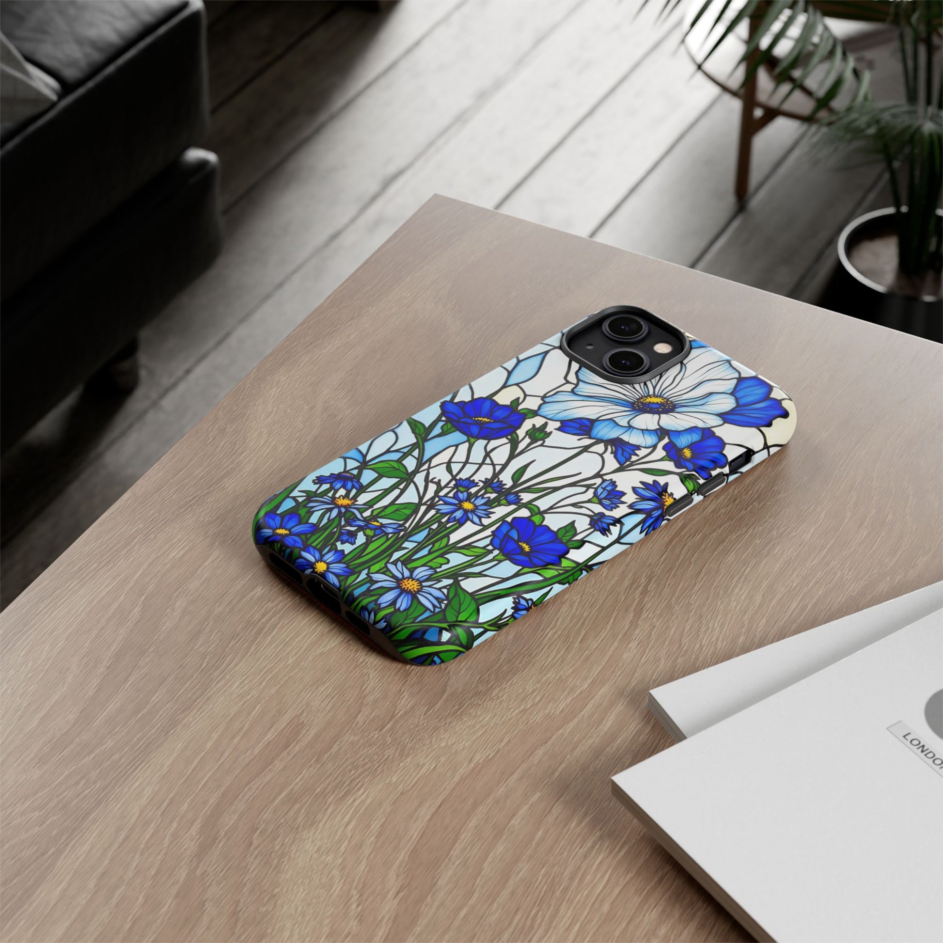 Botanical Stained Glass Tough Case - Floral Phone Cover, Protective Phone Case, Flower Pattern Phone Shell, Nature Inspired Smartphone Case,