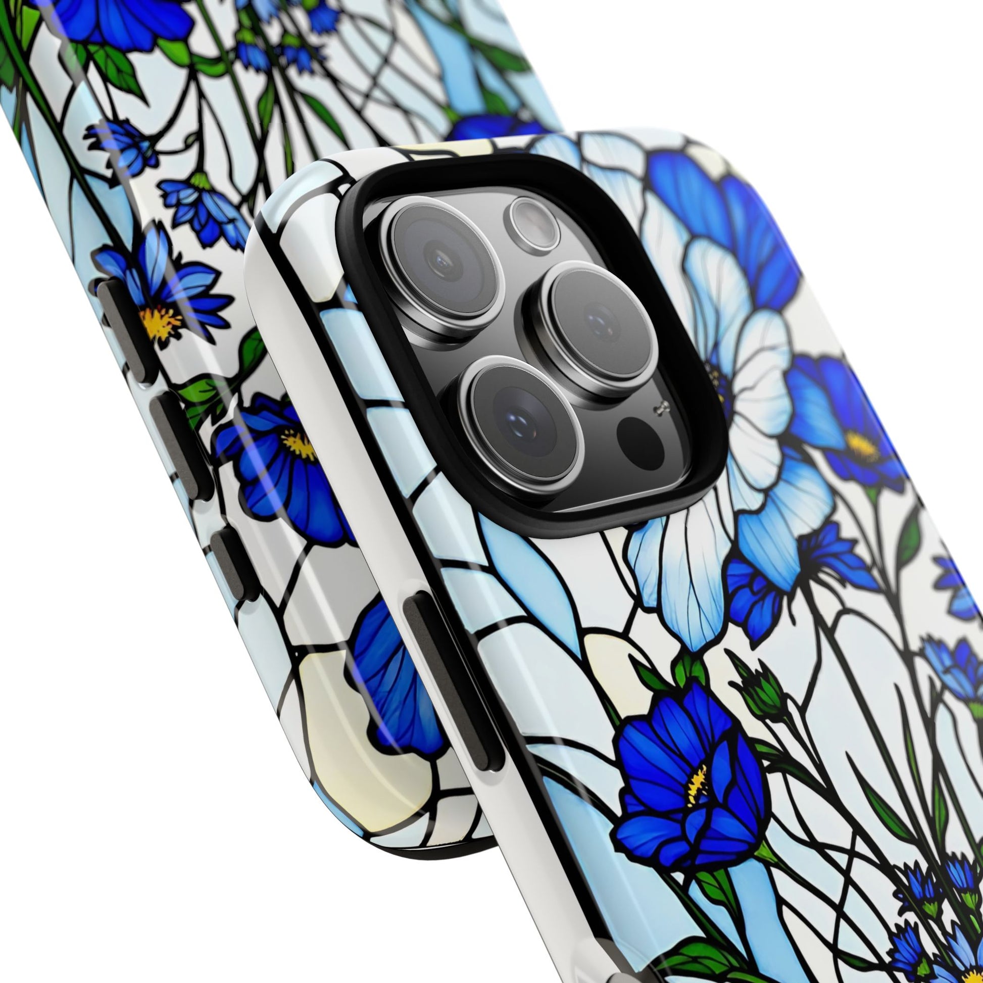 Botanical Stained Glass Tough Case - Floral Phone Cover, Protective Phone Case, Flower Pattern Phone Shell, Nature Inspired Smartphone Case,