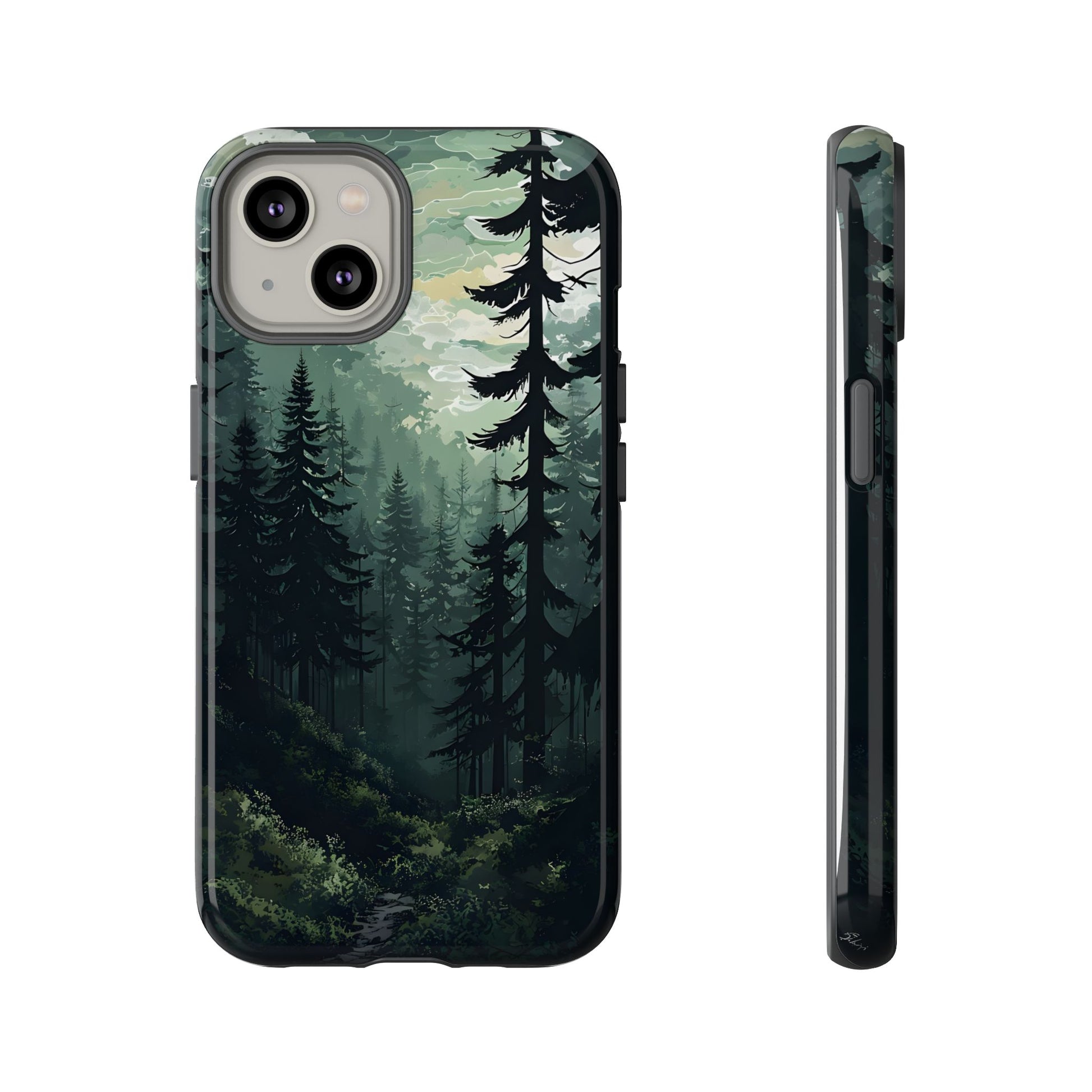 Phone Case, Serene Forest Landscape Digital Illustration Phone Case Cover, Tough Protective Cover, Unique Gift, Trendy
