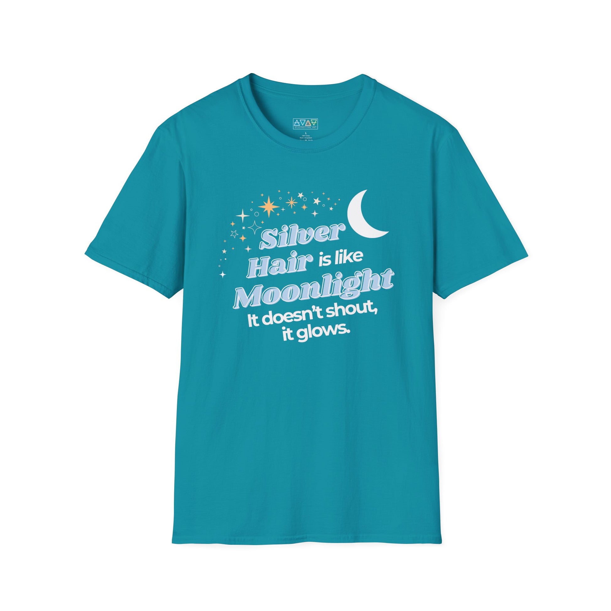 Silver Hair is like Moonlight T-Shirt  for Mid-Life, Seniors, Prematurely gray hair folks - Aging Gracefully